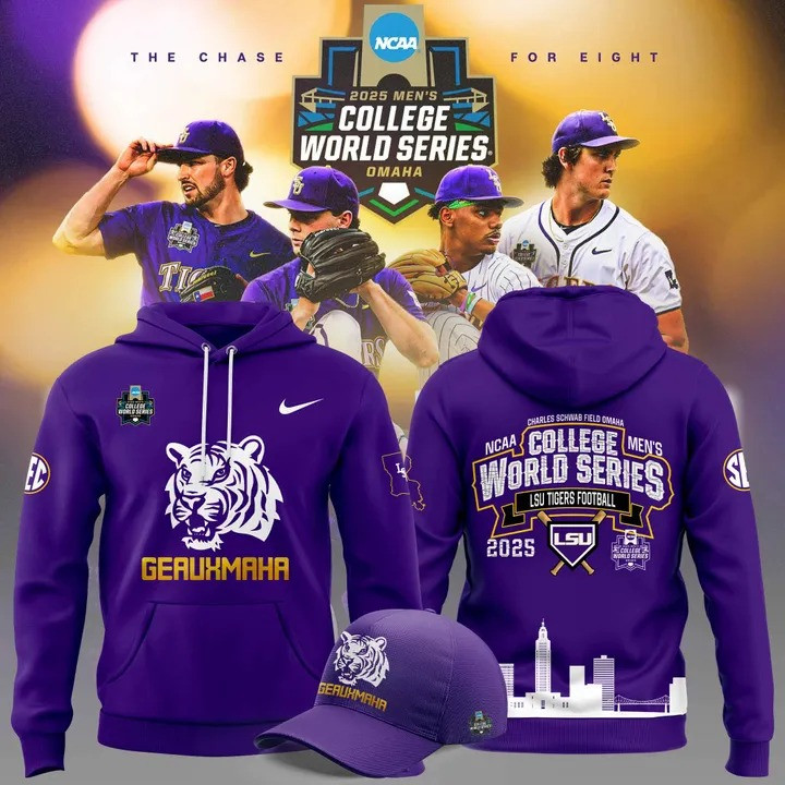 Geauxmaha Hoodie Hat Purple LSU Tigers NCAA Men's College World Series 2025 Fan Gear Merch-1 Geauxmaha Hoodie Hat Purple LSU Tigers NCAA Men's College World Series 2025 Fan Gear Merch-1