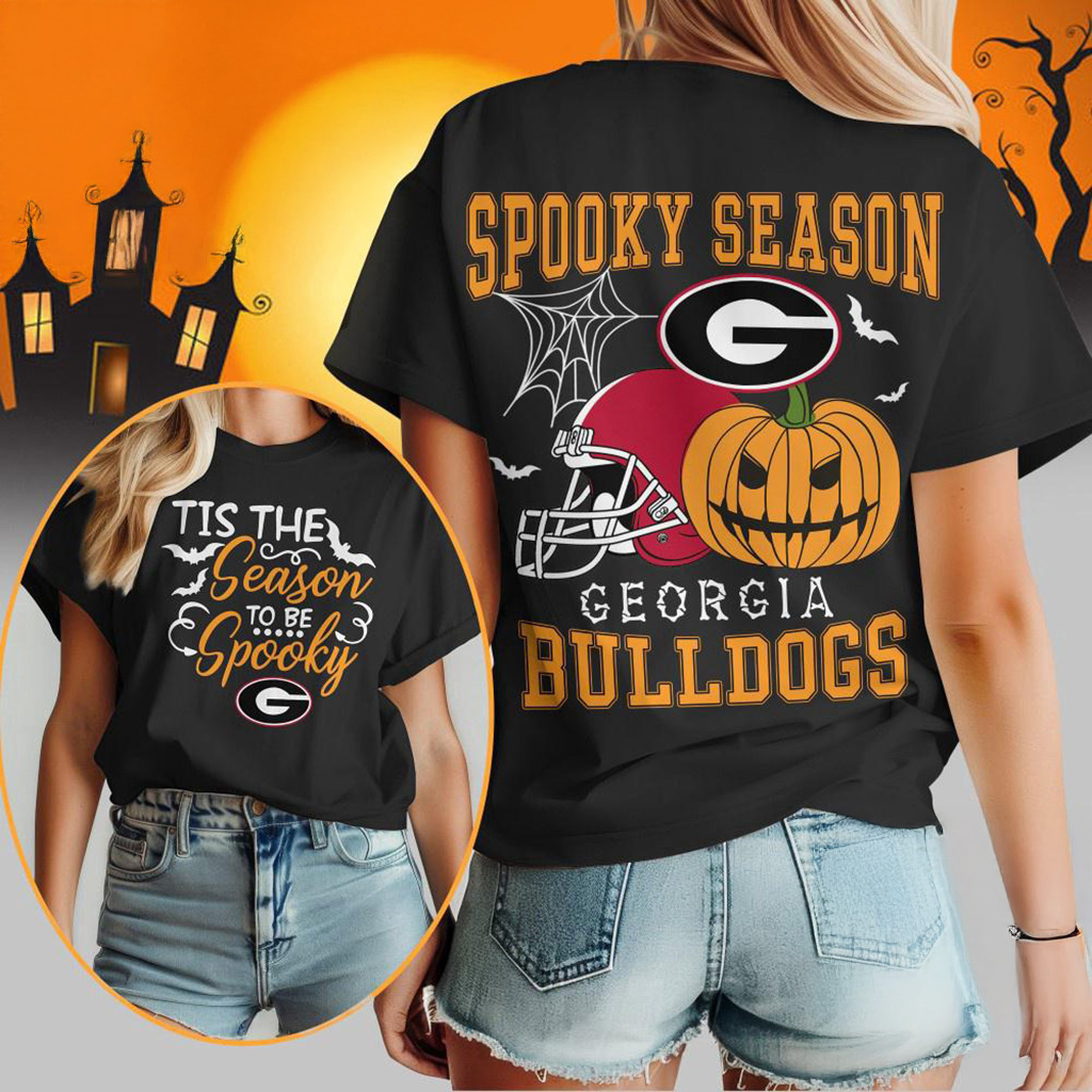 Georgia Bulldogs 2025 NCAA Halloween Spooky Season Vintage T-Shirt Georgia Bulldogs Merch-1