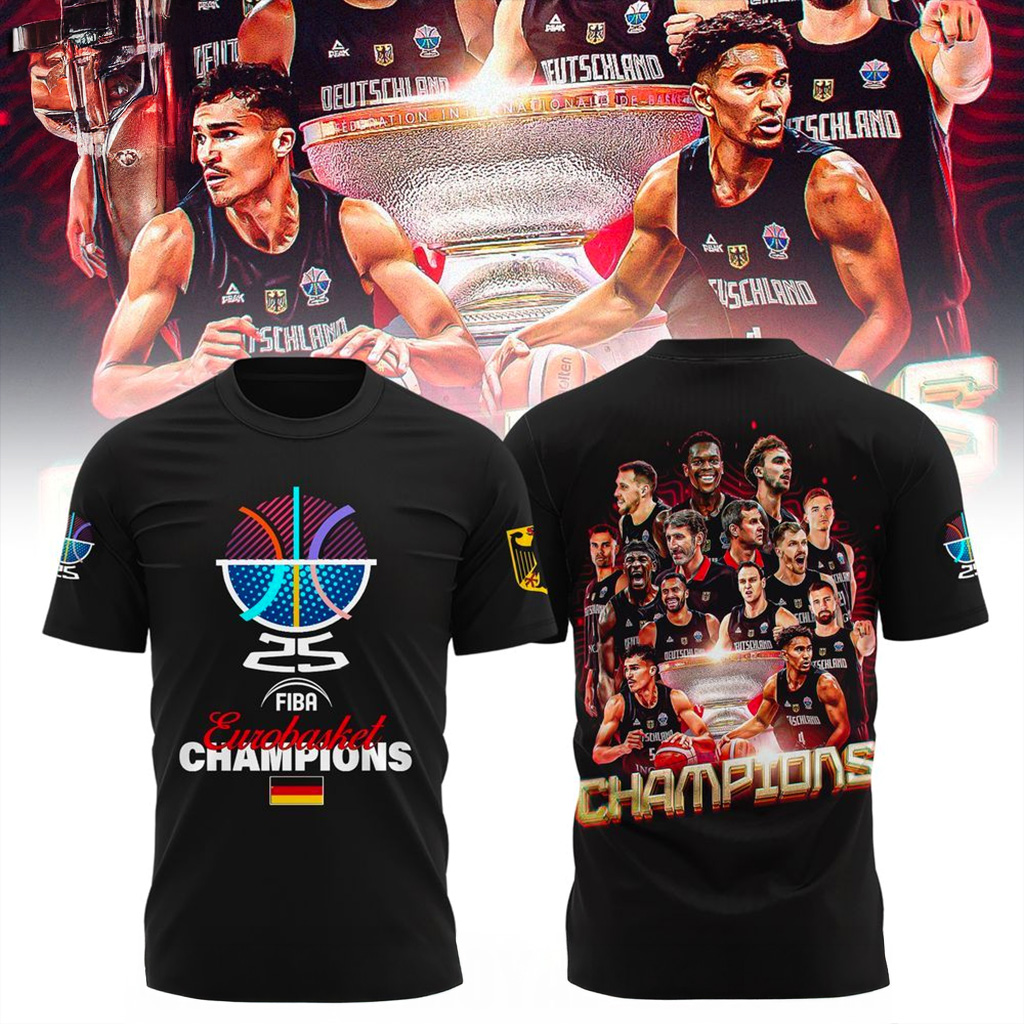 Germany 2025 Eurobasket Champions T-Shirt Germany Merch Best Gifts For Basketball Lovers-1