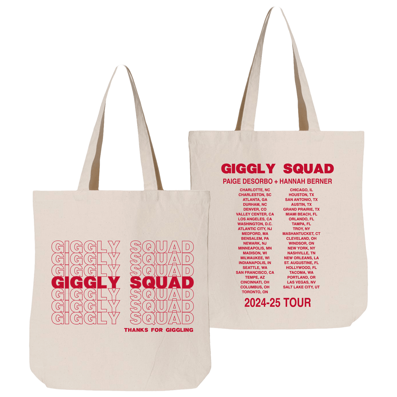 Giggly Squad Merch Tote Bag Thank You For Giggling 2024 2025 Tour Merchandise Gifts-1