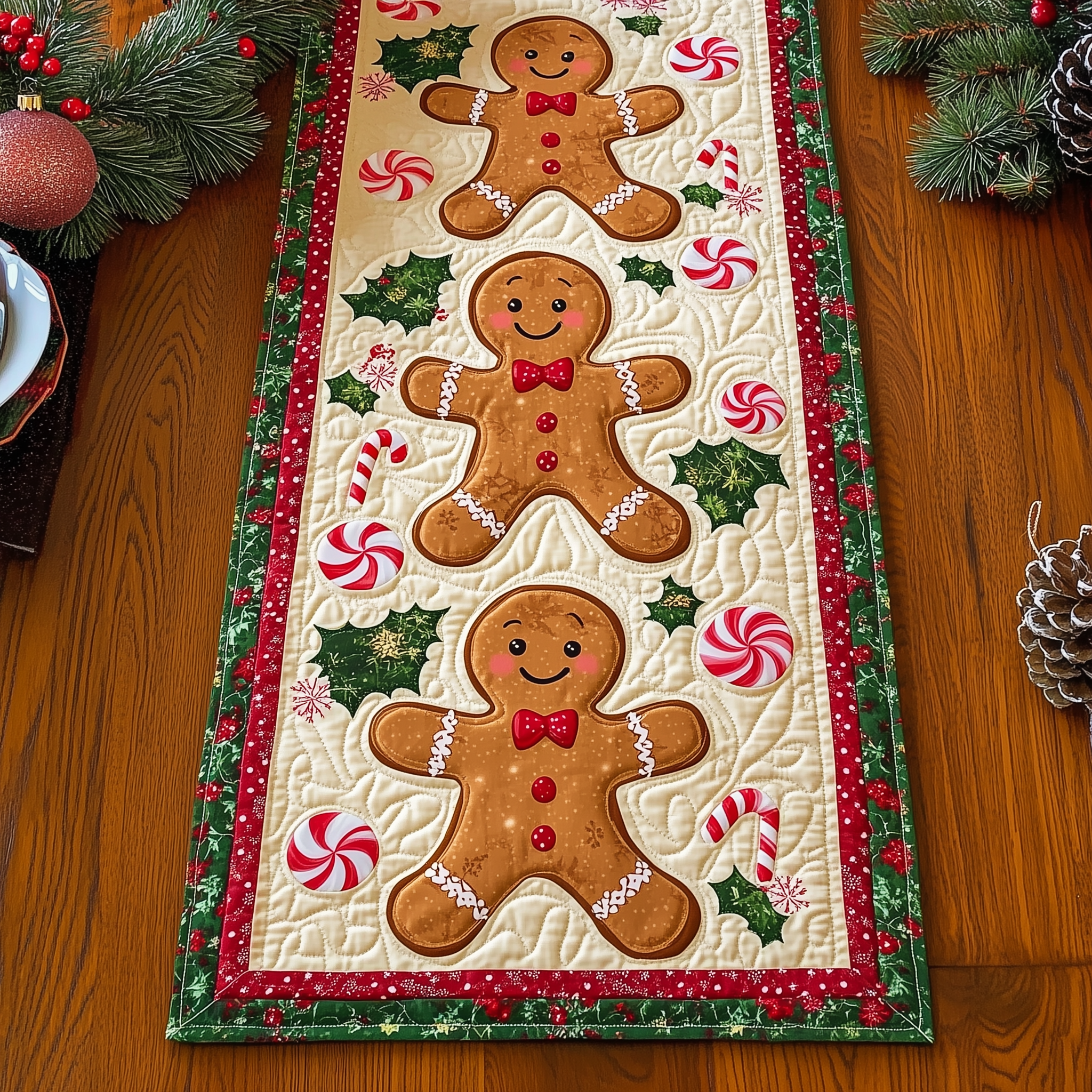 Gingerbeard Baby Quilted Table RunnerChristmas Holiday Dining Table Runner Home Decorations-1 Gingerbeard Baby Quilted Table RunnerChristmas Holiday Dining Table Runner Home Decorations-1