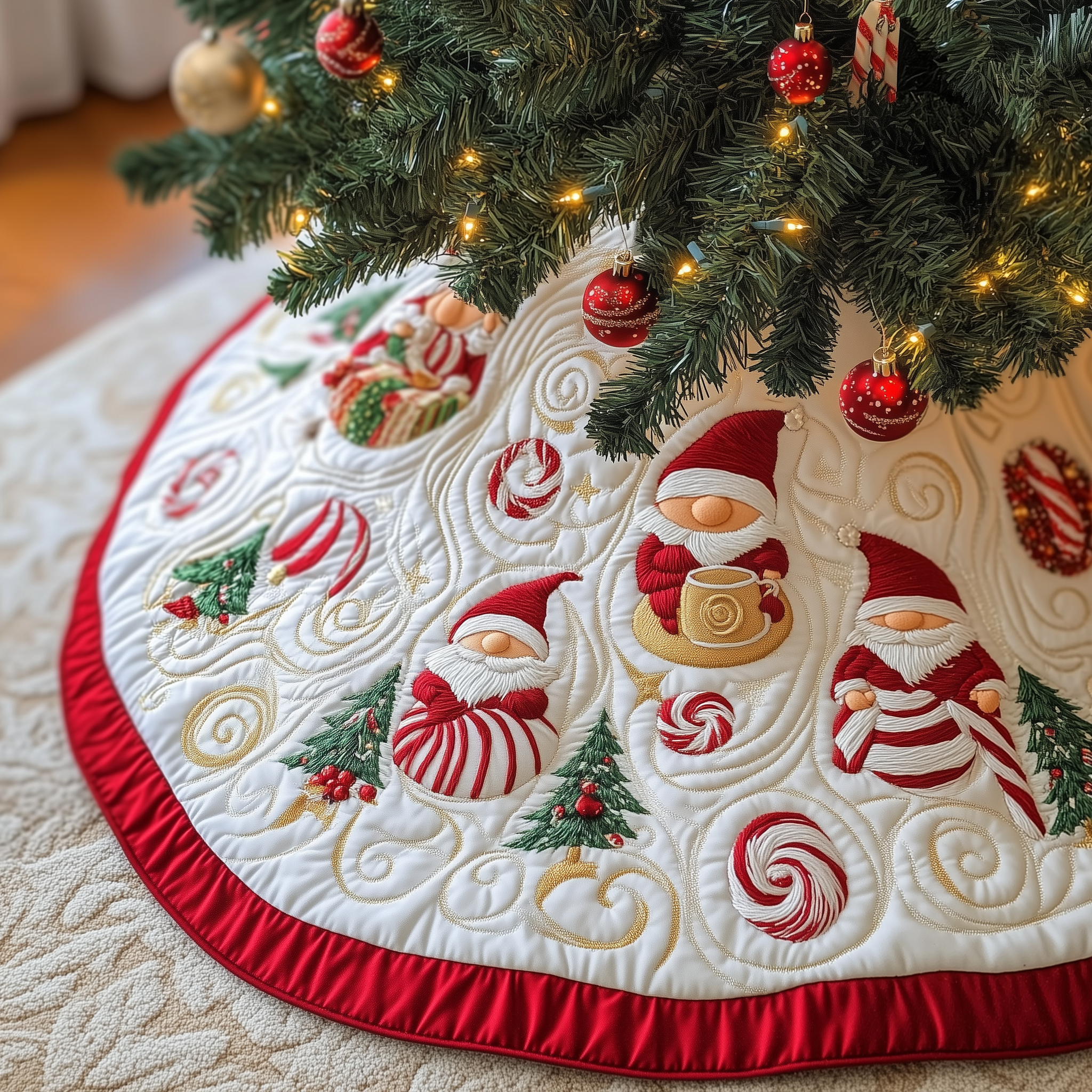 Gnomes Candy Cup Quilted Tree Skirt Best Xmas Tree Surround Indoor Christmas Decorating Ideas 2025-1 Gnomes Candy Cup Quilted Tree Skirt Best Xmas Tree Surround Indoor Christmas Decorating Ideas 2025-1