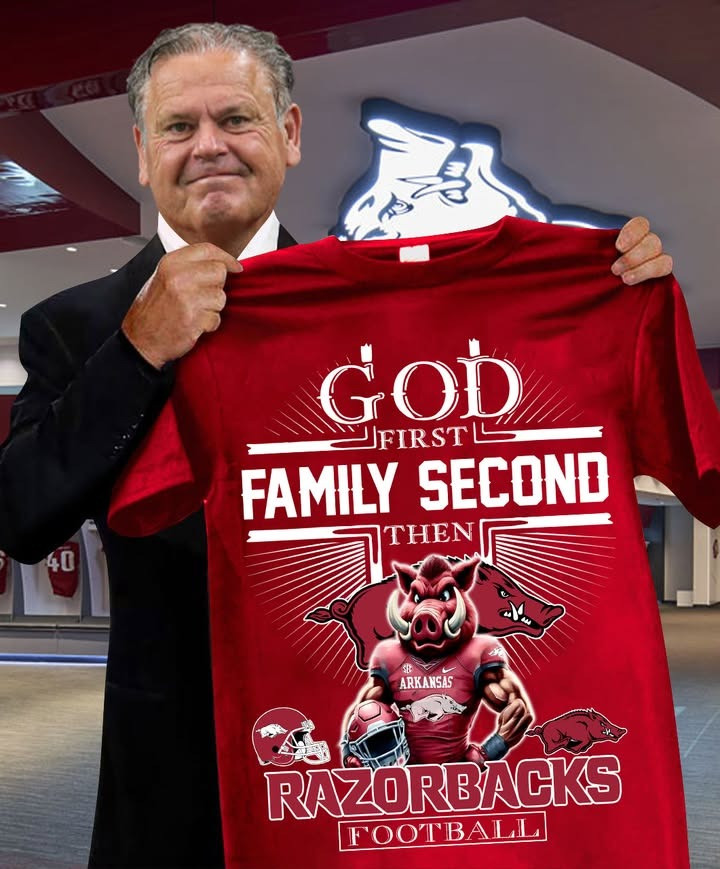 God First Family Second Then Arkansas Razorbacks Football T-Shirt Faith Fan Merch Clothing God First Family Second Then Arkansas Razorbacks Football T-Shirt Faith Fan Merch Clothing