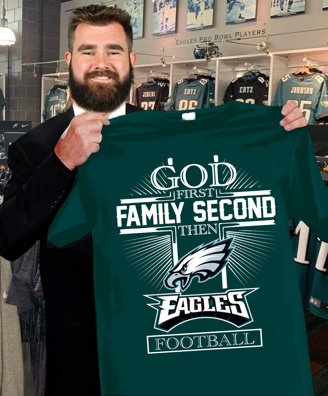 God First Family Second Then Eagles Football Shirt Best Gifts For Philadelphia Eagles Fans-1 God First Family Second Then Eagles Football Shirt Best Gifts For Philadelphia Eagles Fans-1