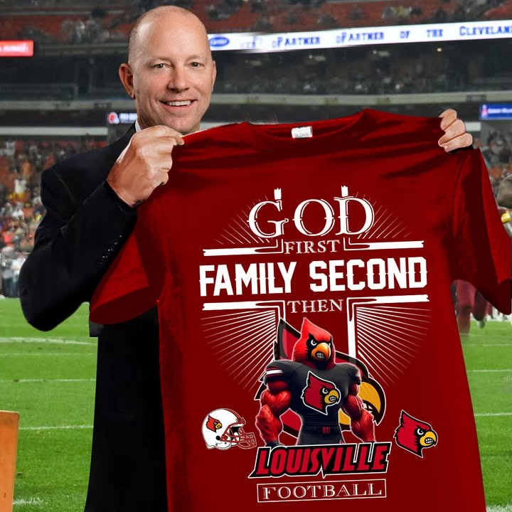 God First Family Second Then Louisville Cardinal Football T-Shirt Faith Fan Merch Gifts-1 God First Family Second Then Louisville Cardinal Football T-Shirt Faith Fan Merch Gifts-1