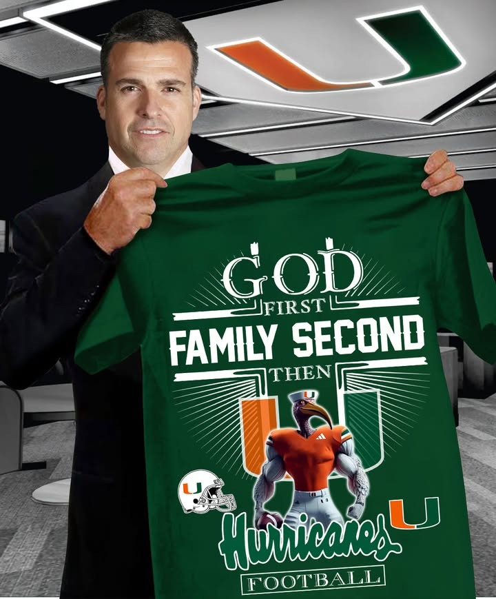 God First Family Second Then Miami Hurricanes Football T-Shirt Faith Fan Merch Gifts-1