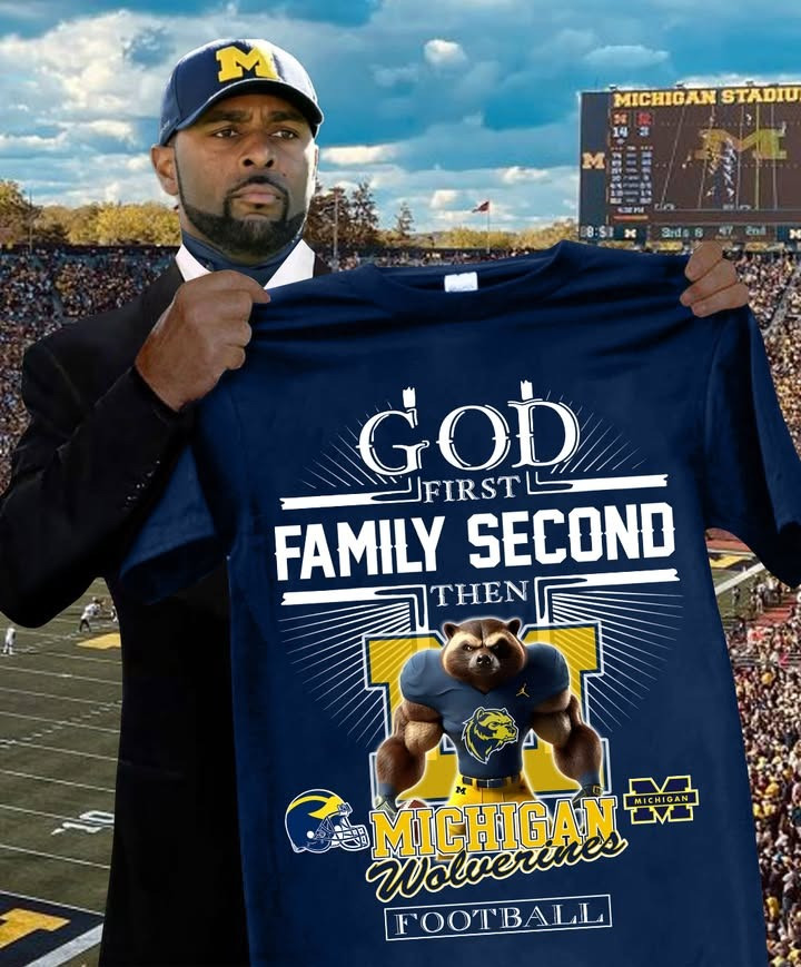 God First Family Second Then Michigan Wolverines Football T-Shirt Fan Merch Clothing Gifts-1 God First Family Second Then Michigan Wolverines Football T-Shirt Fan Merch Clothing Gifts-1