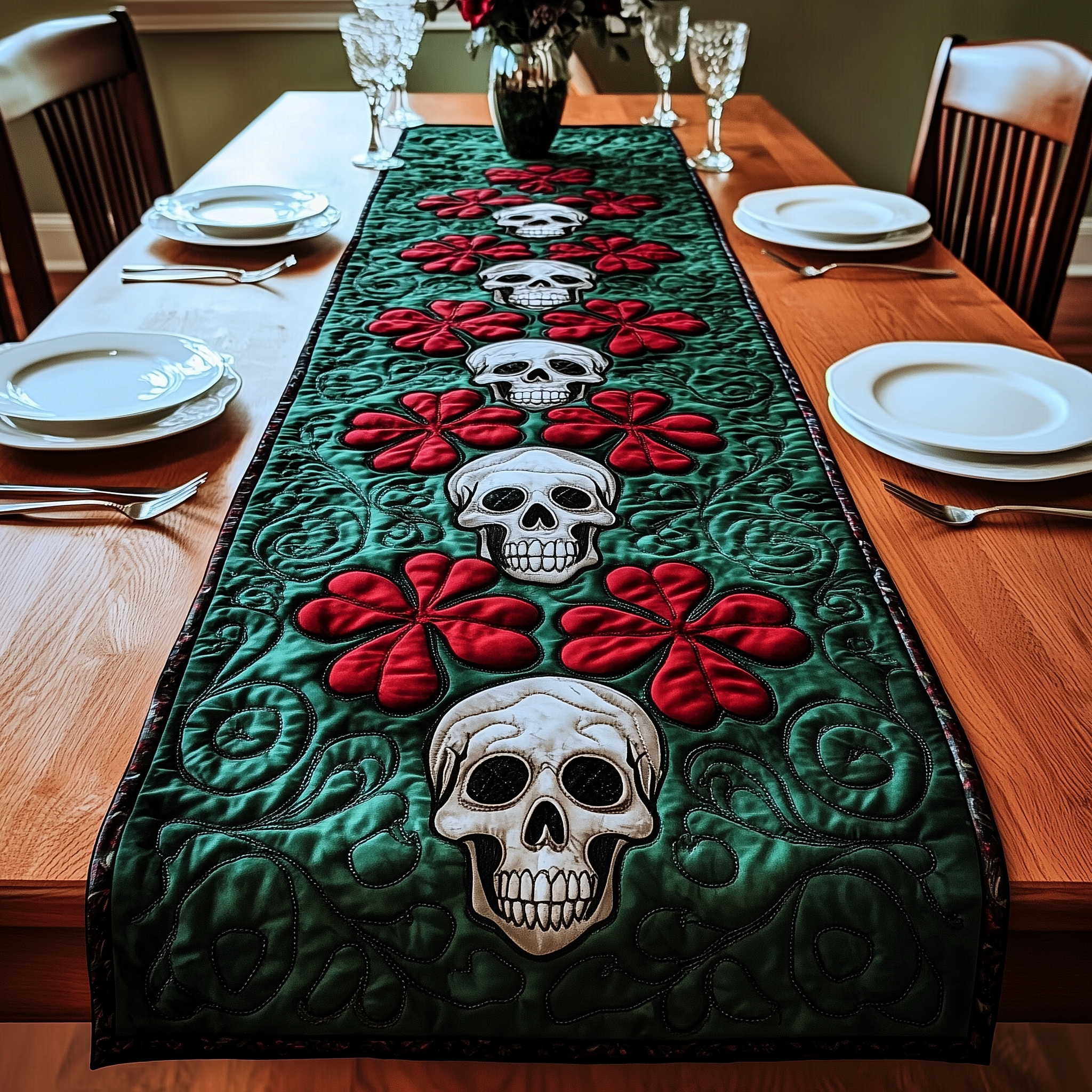 Gothic Shamrock Quilted Table Runner Patrick's Day Present Ideas For Boyfriend-1 Gothic Shamrock Quilted Table Runner Patrick's Day Present Ideas For Boyfriend-1