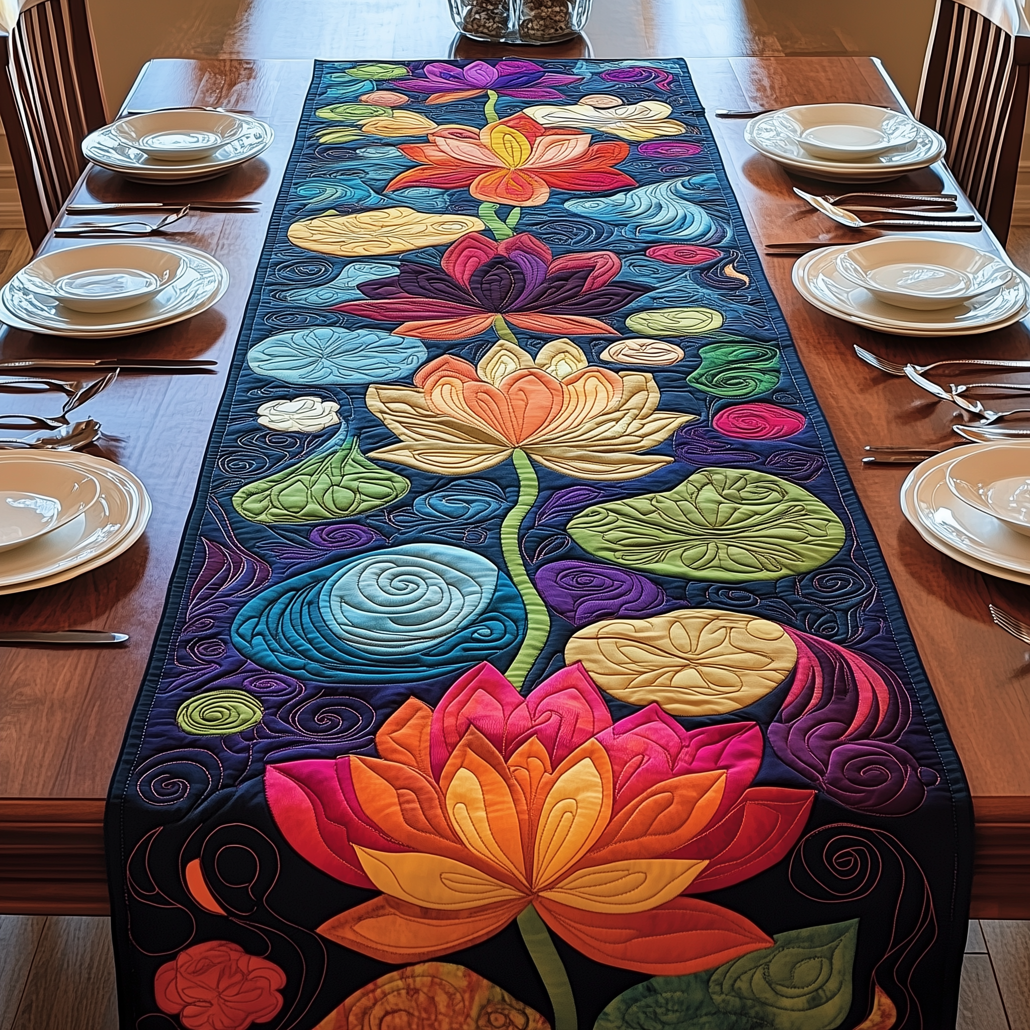 Graceful Petals Quilted Table Runner Great Valentine Day Gifts For Sister In Law-1