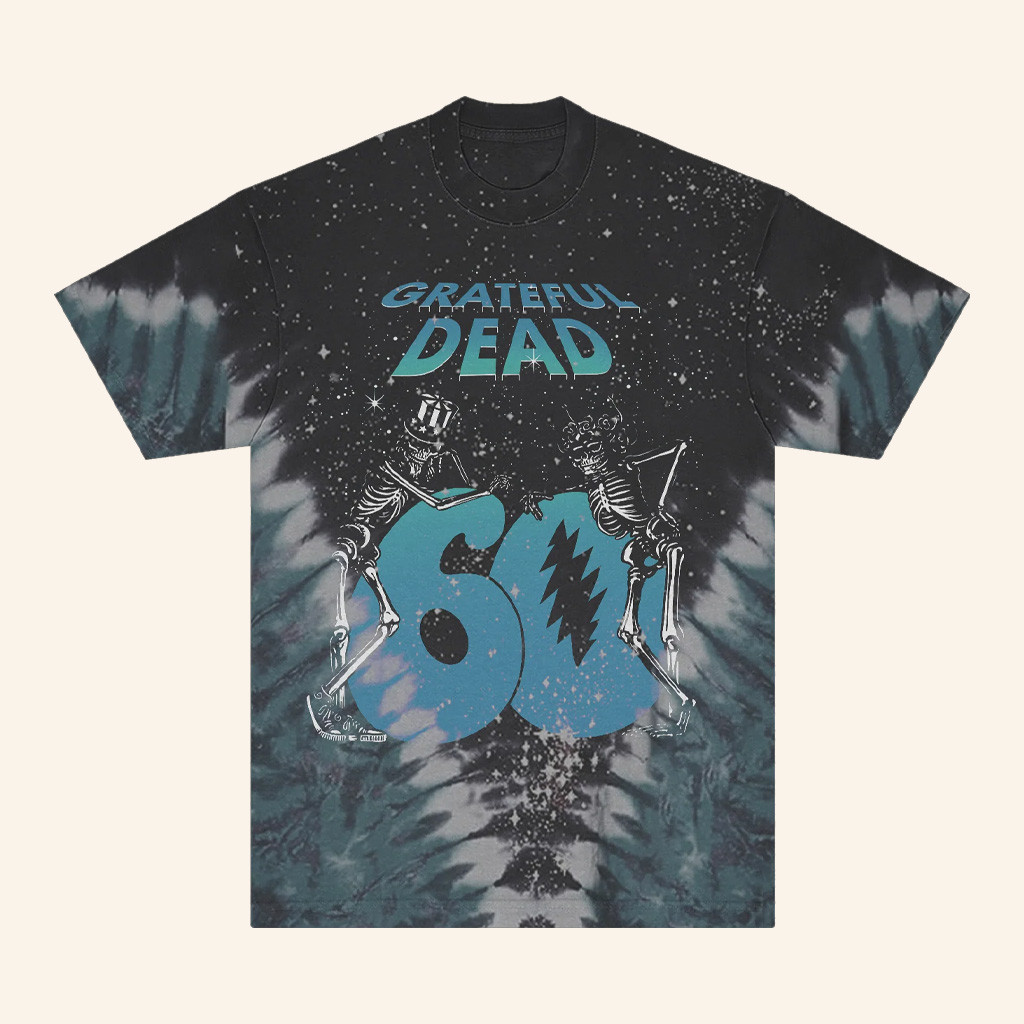 Grateful Dead Merch Skeletons 60Th Sky Tie Dye Shirt Presents For Music Lovers-1