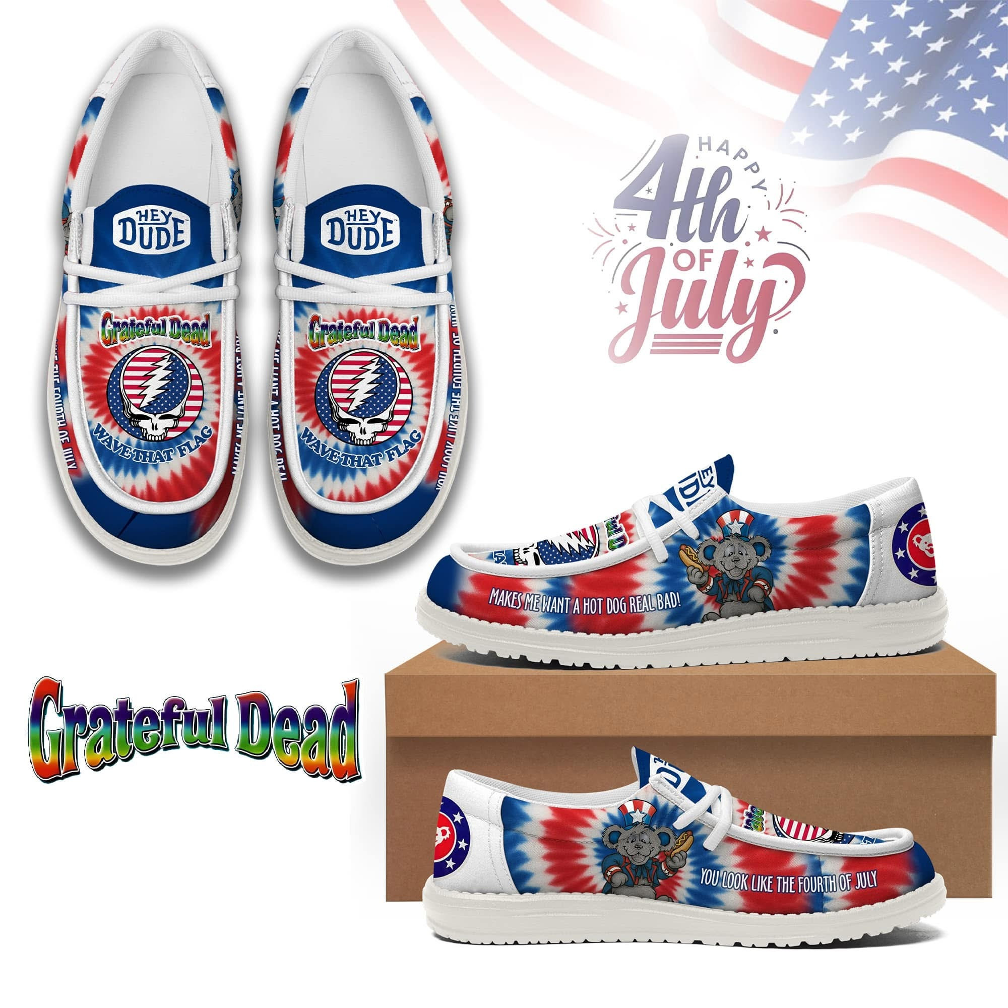 Grateful Dead Tie Dye Casual Shoes Sneakers Tour Merch Best Gifts For Rock Fans For Him-1 Grateful Dead Tie Dye Casual Shoes Sneakers Tour Merch Best Gifts For Rock Fans For Him-1