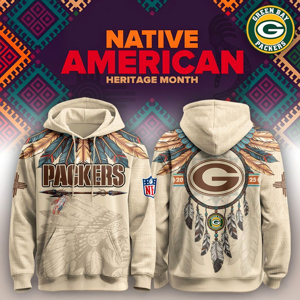 Green Bay Packers Native American Heritage Month Hoodie Packers Merch Football Gifts For Men-1