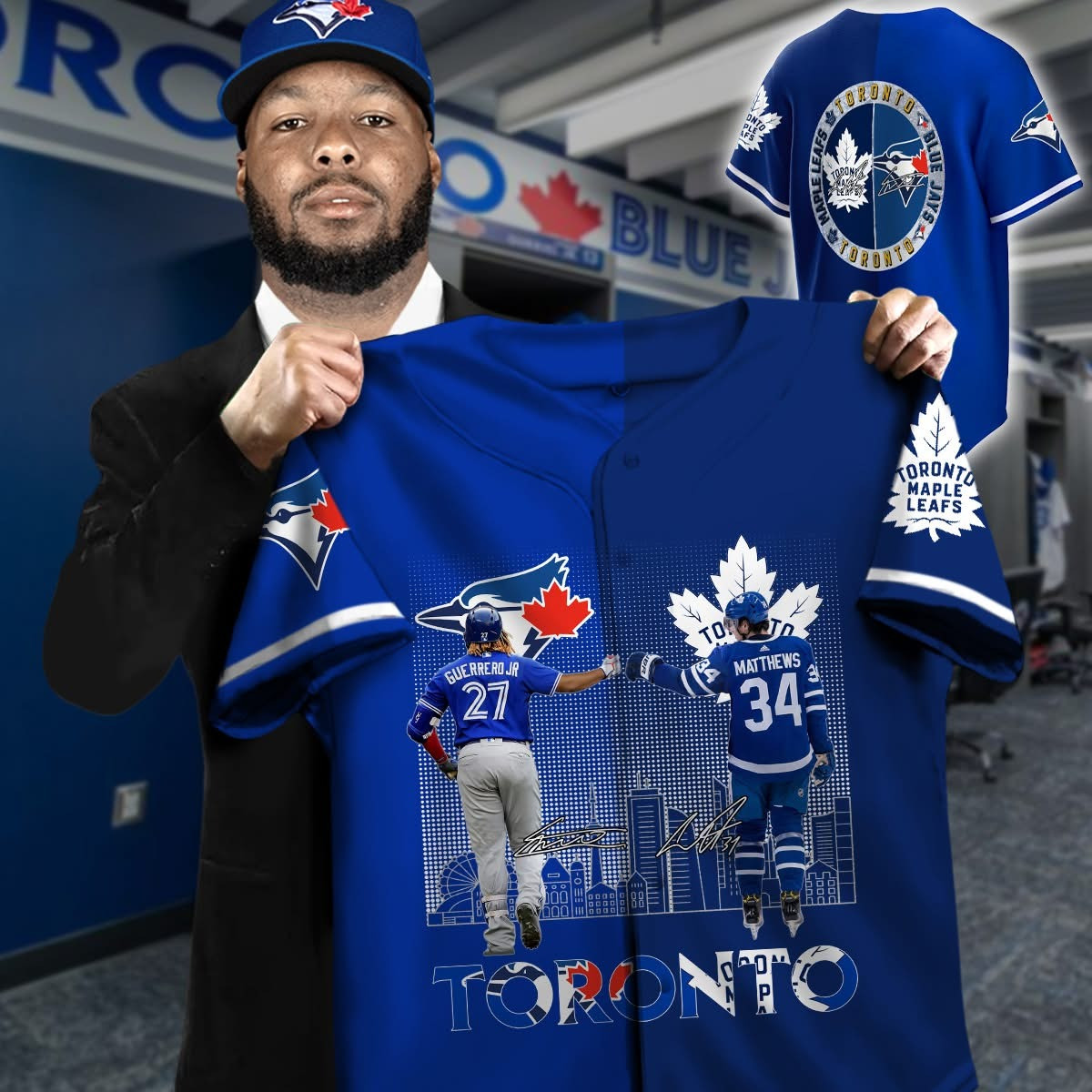 Guerrero Jr. Auston Matthews Toronto Maple Leafs Jersey Toronto Blue Jays Fan Gifts-1