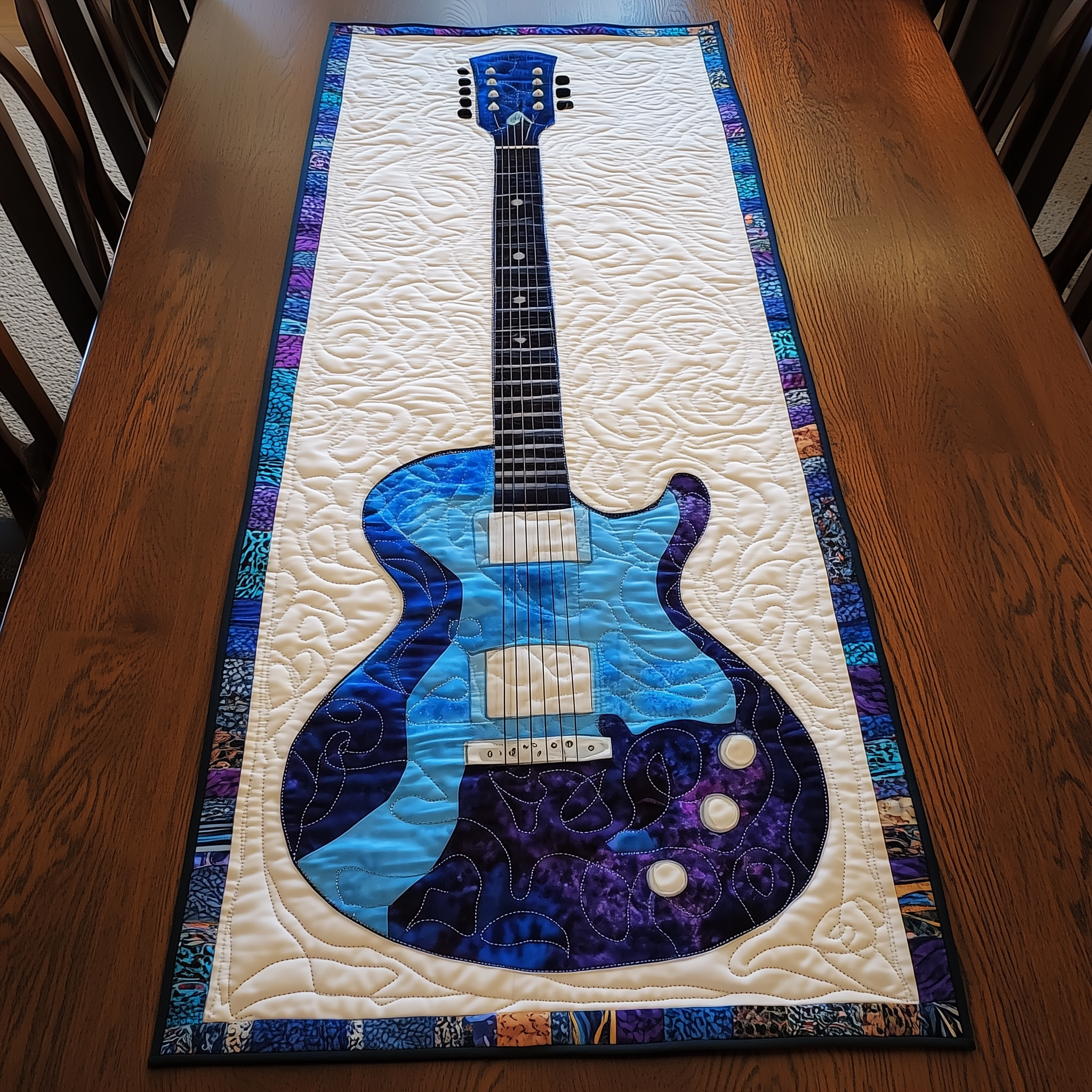 Guitar Blue Quilted Table Runner Related Xmas Gifts For Guitar Lovers Players Birthday-1 Guitar Blue Quilted Table Runner Related Xmas Gifts For Guitar Lovers Players Birthday-1