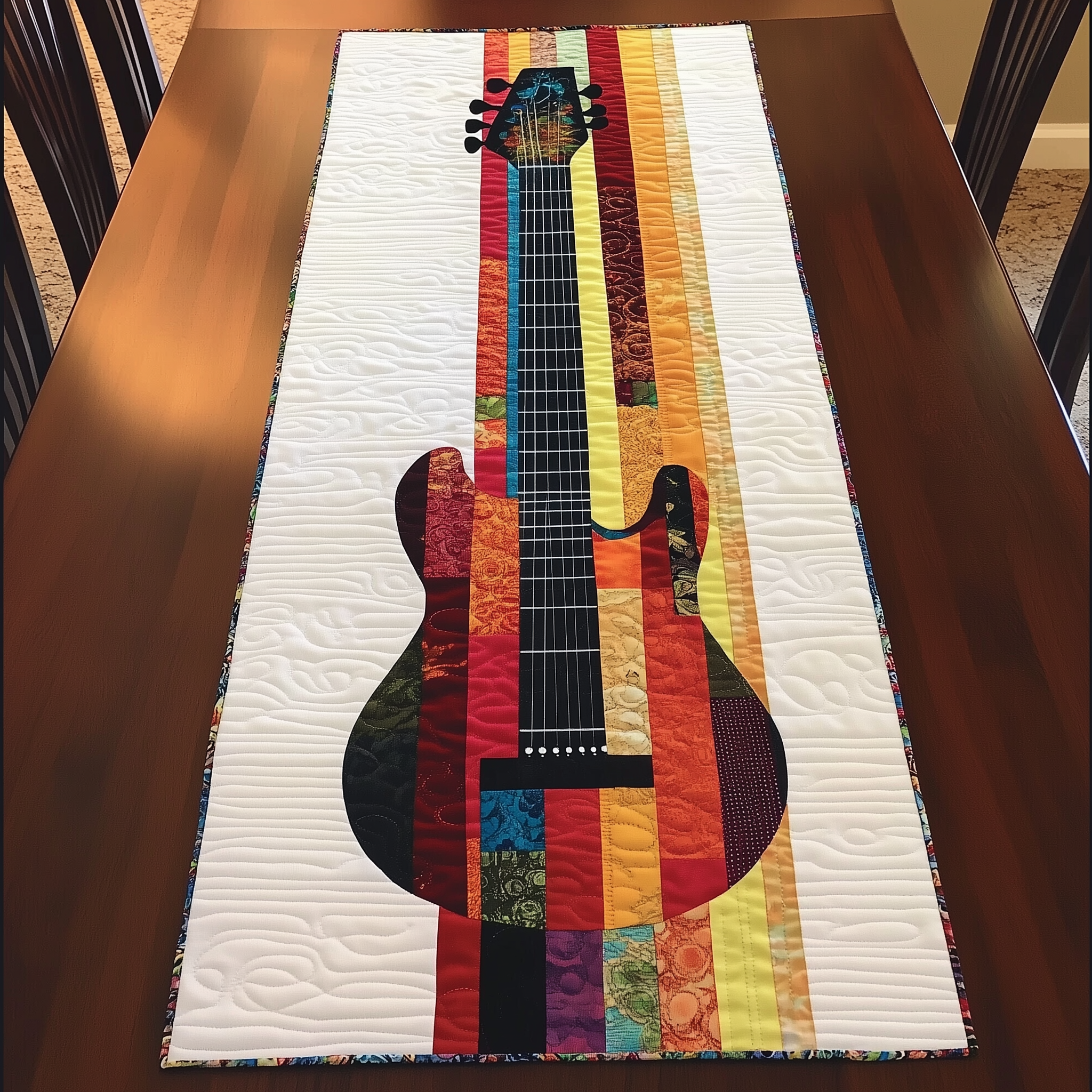 Guitar Blue Quilted Table Runner Related Xmas Gifts For Guitar Lovers Players For Him-1 Guitar Blue Quilted Table Runner Related Xmas Gifts For Guitar Lovers Players For Him-1