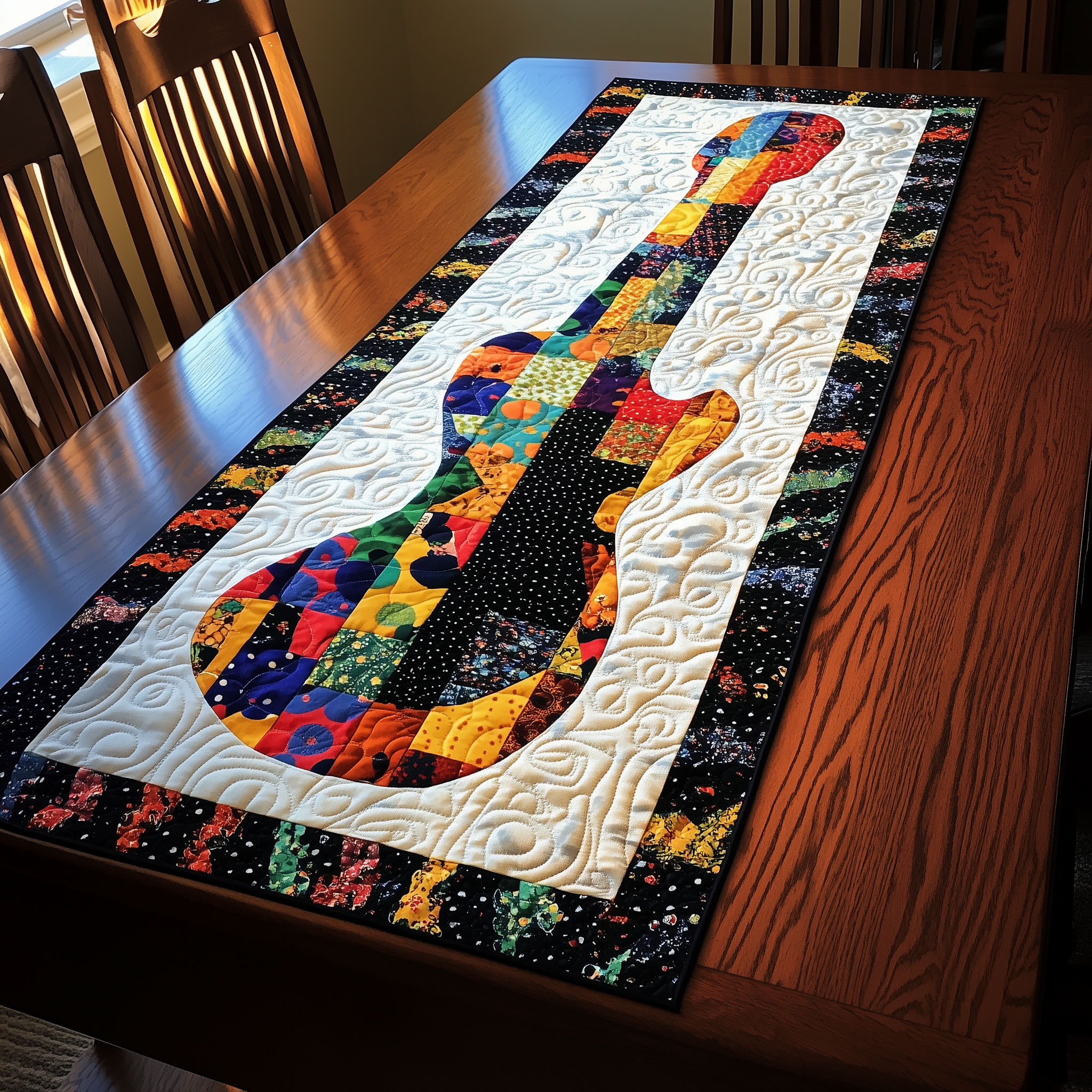 Guitar Blue Quilted Table Runner Related Xmas Gifts For Guitar Lovers Players For Men-1 Guitar Blue Quilted Table Runner Related Xmas Gifts For Guitar Lovers Players For Men-1