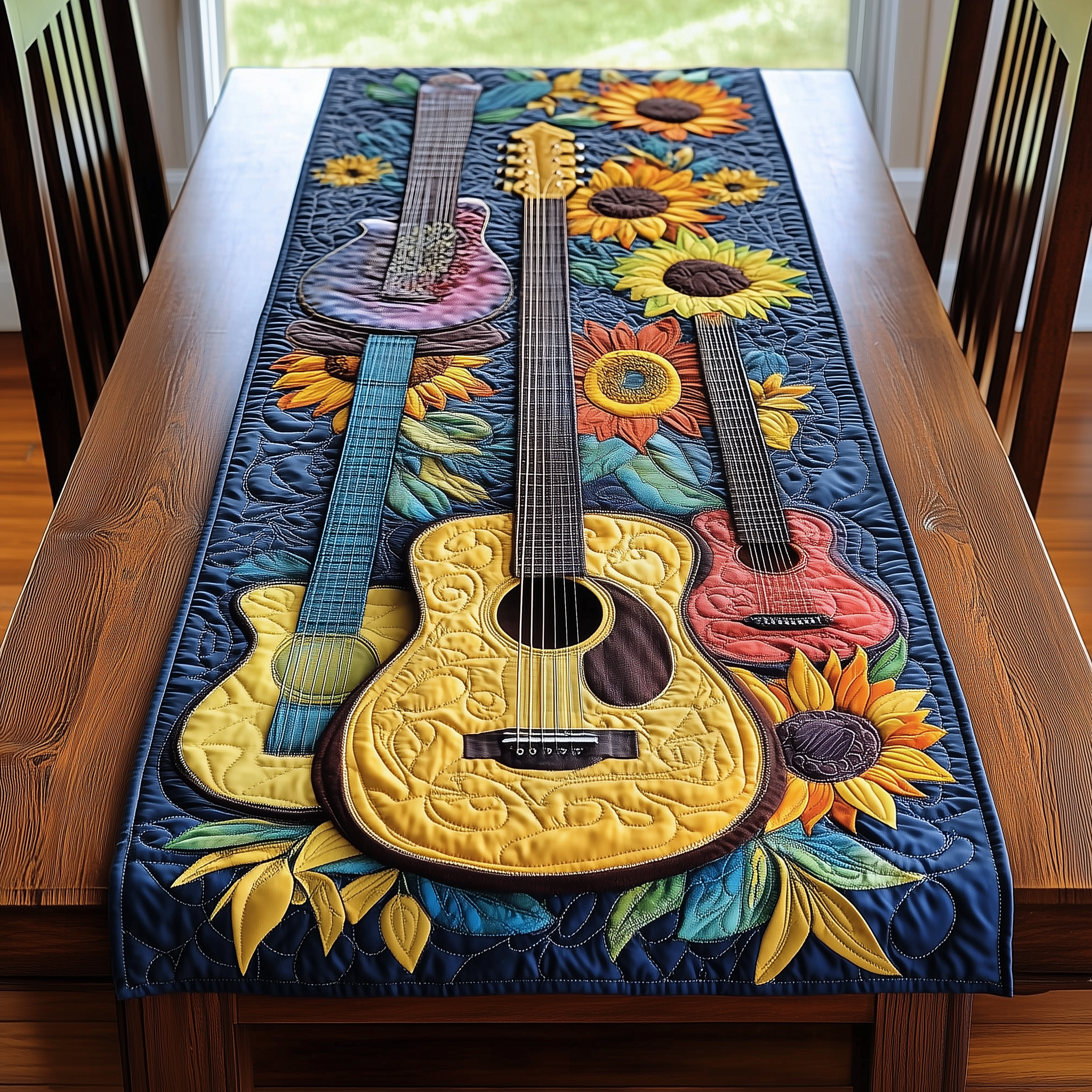 Guitarist's Garden Quilted Table Runner Merchandise Best Guitar Christmas Gift Ideas-1 Guitarist's Garden Quilted Table Runner Merchandise Best Guitar Christmas Gift Ideas-1