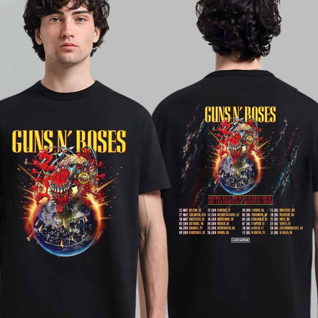 Guns N Roses 2025 European And Middle East Tour Schedule Dates List T-Shirt Guns N Roses Merch Fans Gifts-1