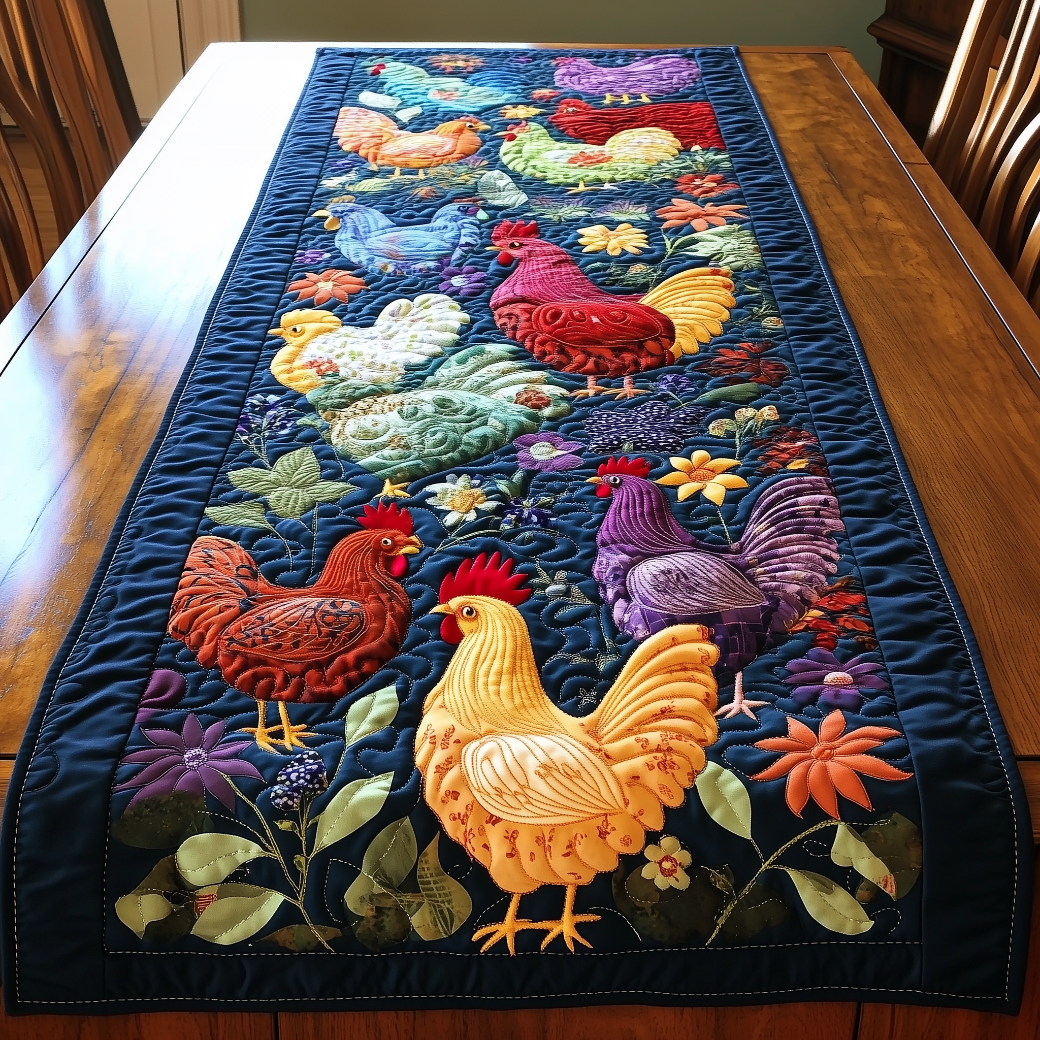 Happy Chickens Quilted Table Runner Cute Modern Table Runner Items Christmas Gifts For Chicken Lovers-1 Happy Chickens Quilted Table Runner Cute Modern Table Runner Items Christmas Gifts For Chicken Lovers-1