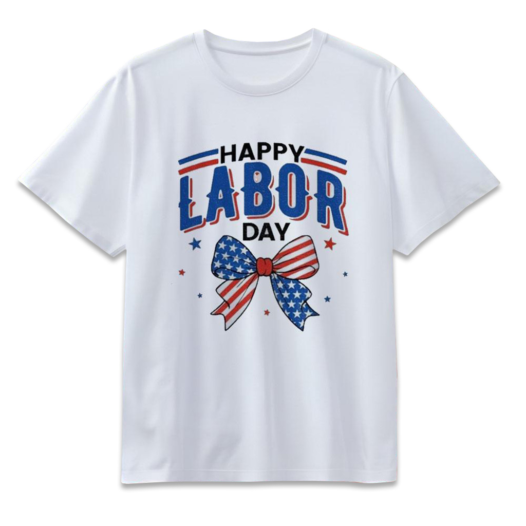 Happy Labor Day T-Shirt Patriotic Ribbon Bow American Flag Shirt Gift Ideas For Sister-1