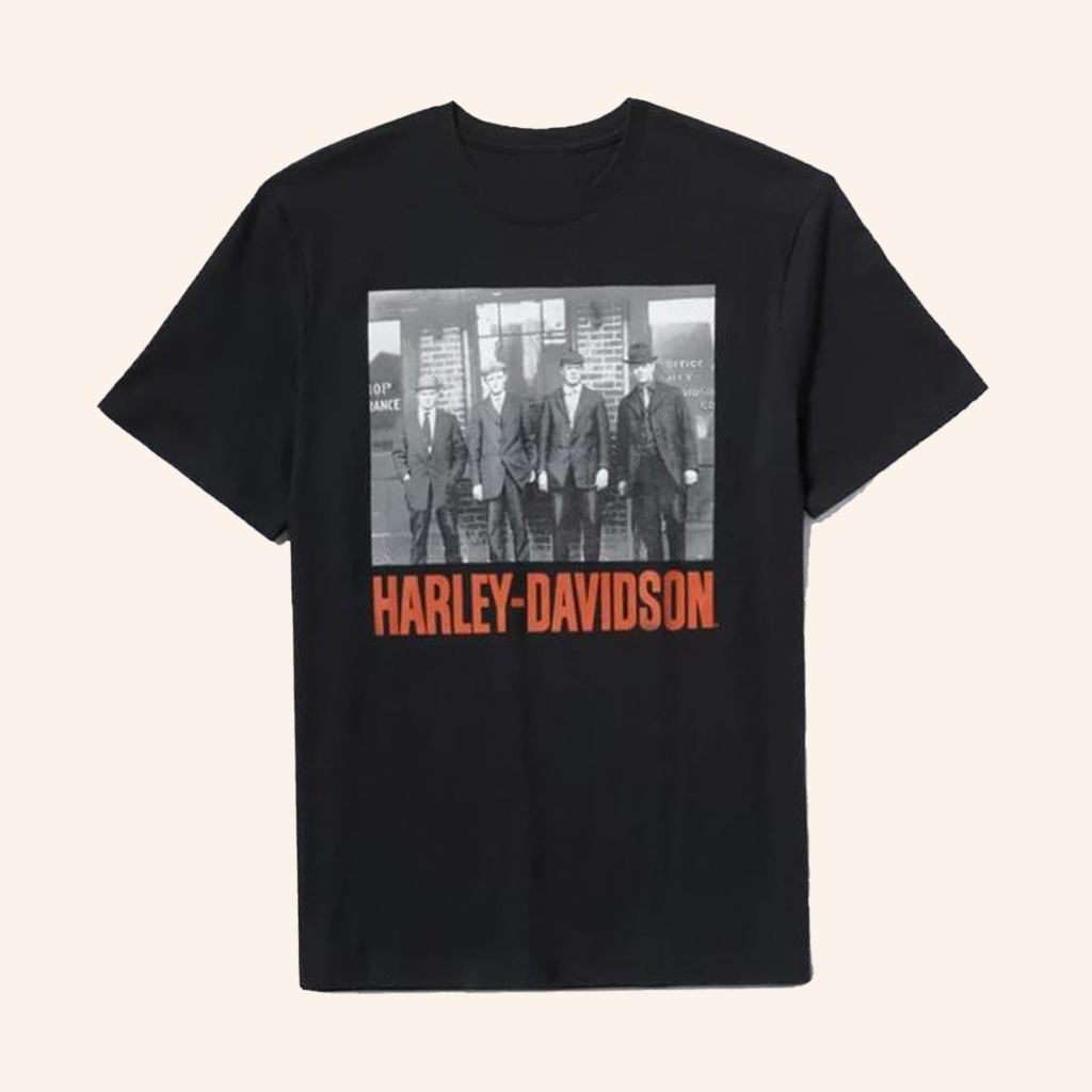 HarleyWorld Chesterfield Merch Harley-Davidson MenÃ¯Â¿Â½s Founders Archival Photo T-Shirt Christmas Presents For Fans-1