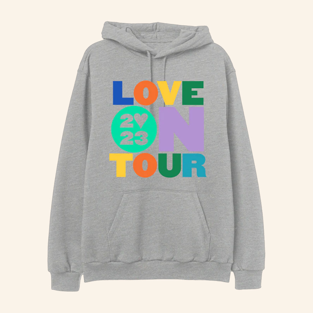 Harry Styles Merch Love On Tour 2023 Gray Hoodie Gifts For Music Enthusiasts-1