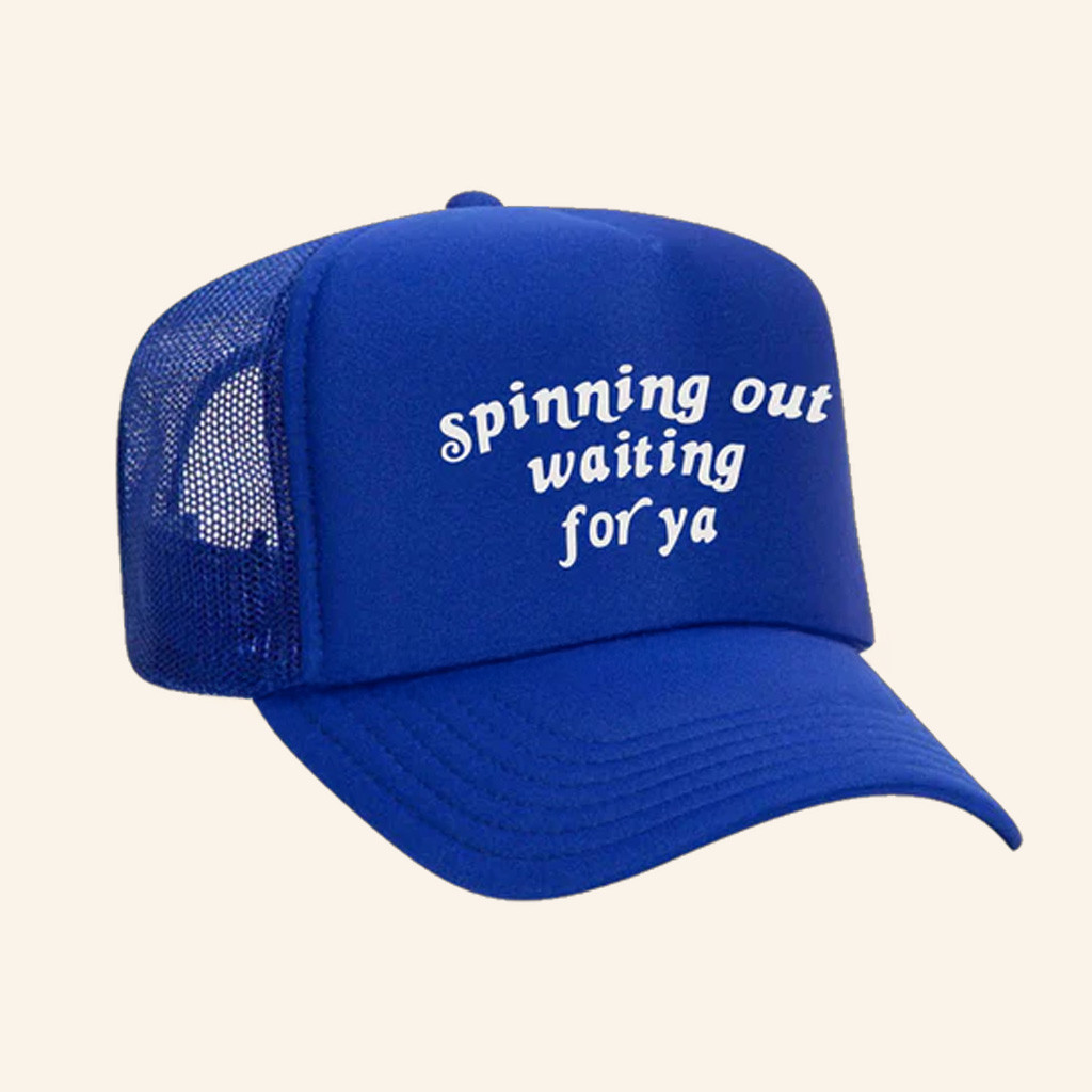 Harry Styles Merch Spinning Out Waiting For Ya Blue Trucker Hat Music Lover Gifts For Him-1