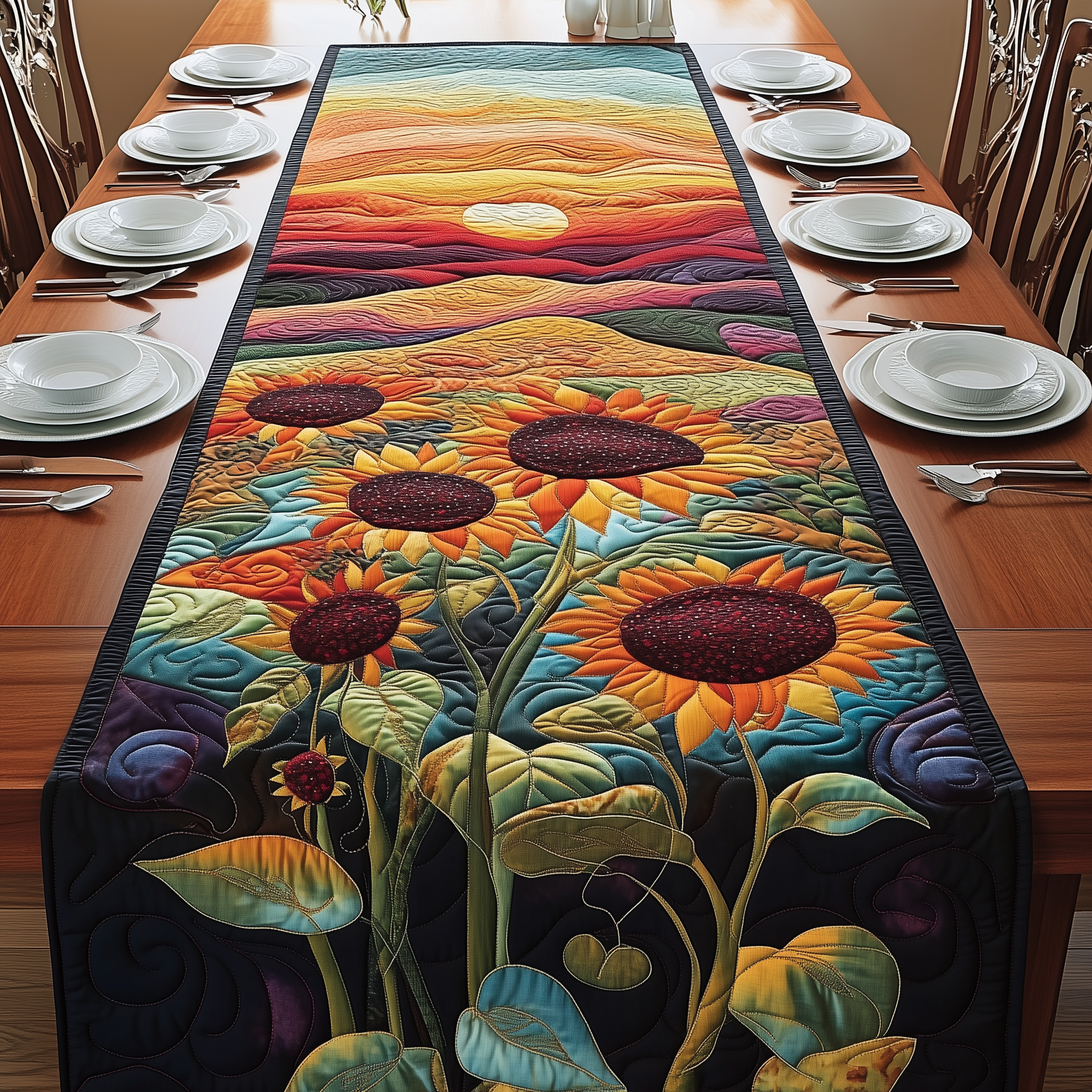 Harvest of Rays Quilted Table Runner Valentine Day Gifts For Sister In Law-1 Harvest of Rays Quilted Table Runner Valentine Day Gifts For Sister In Law-1