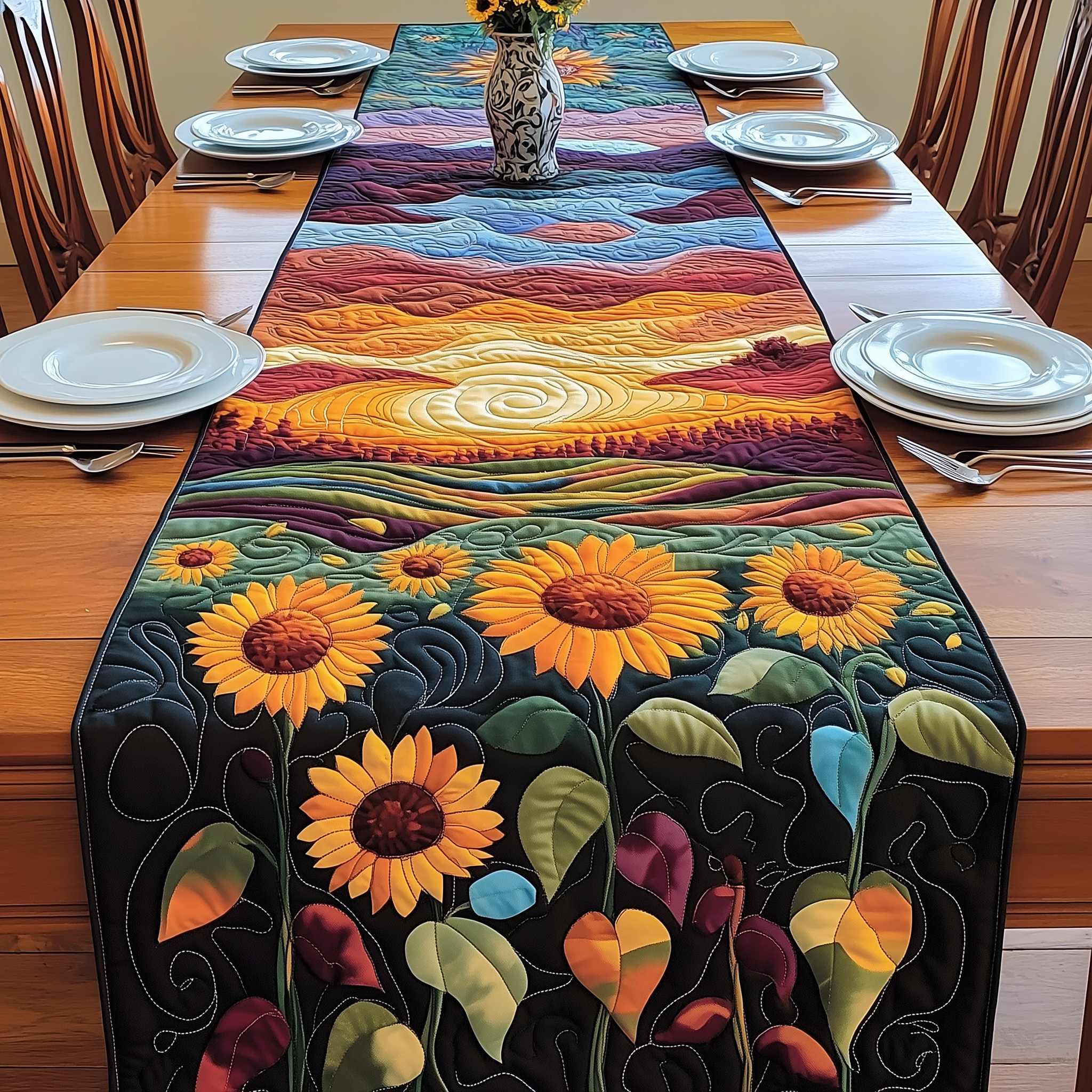 Harvest of Rays Quilted Table Runner Valentine Day Presents For Sister In Law-1 Harvest of Rays Quilted Table Runner Valentine Day Presents For Sister In Law-1