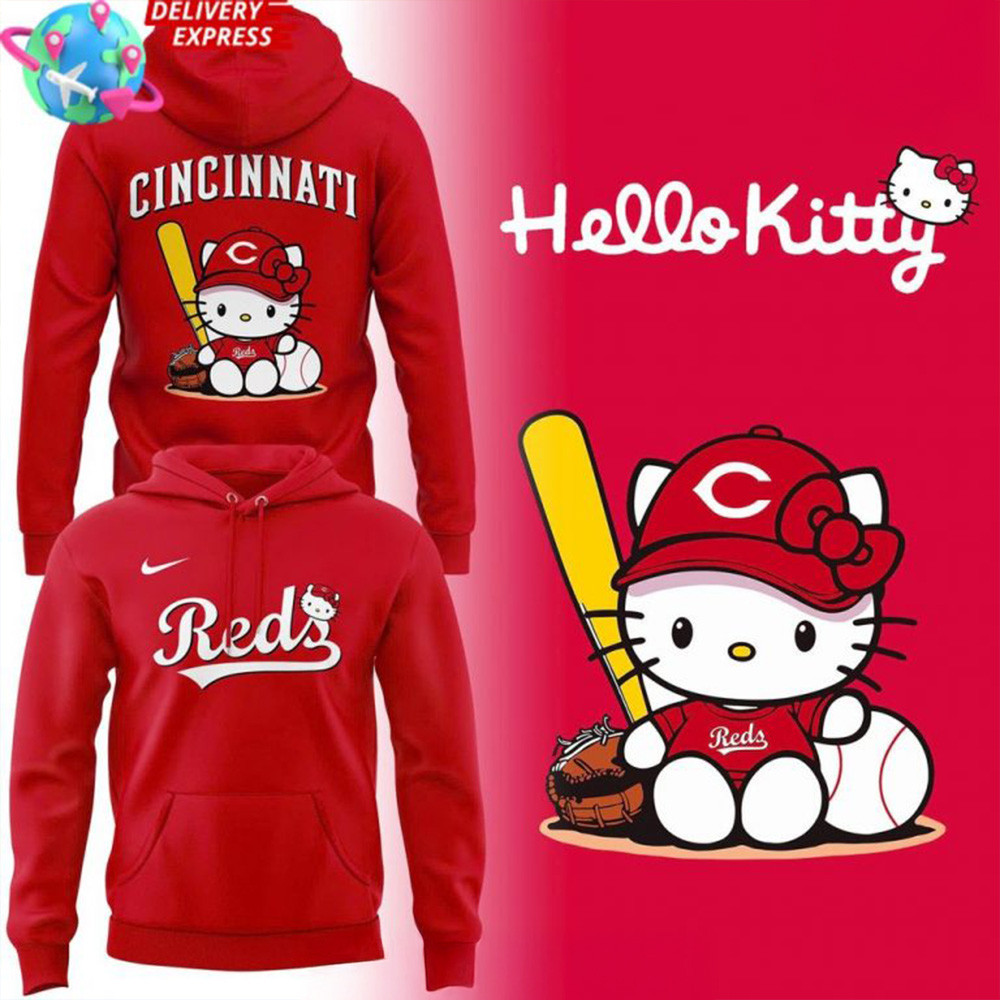 Hello Kitty x Cincinnati Reds Edition Hoodie Sentimental Father's Day Gifts-1 Hello Kitty x Cincinnati Reds Edition Hoodie Sentimental Father's Day Gifts-1