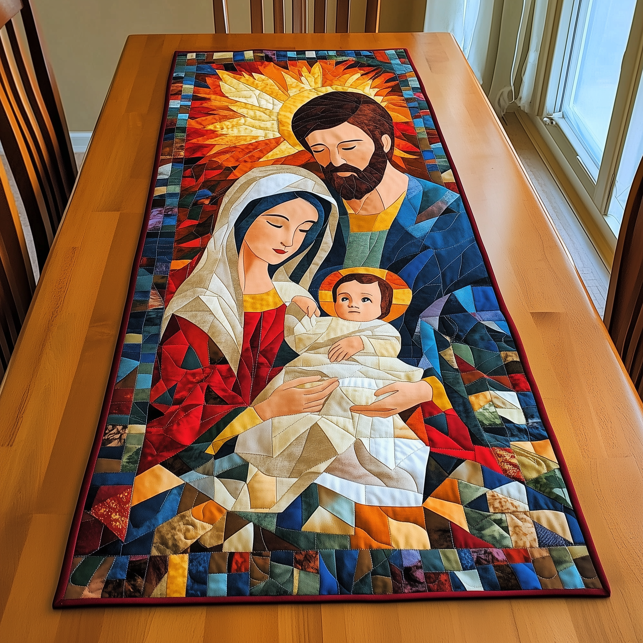 Holy Night Arrival Quilted Table Runner Holiday Table Runner Faith Based Christmas Gifts-1 Holy Night Arrival Quilted Table Runner Holiday Table Runner Faith Based Christmas Gifts-1