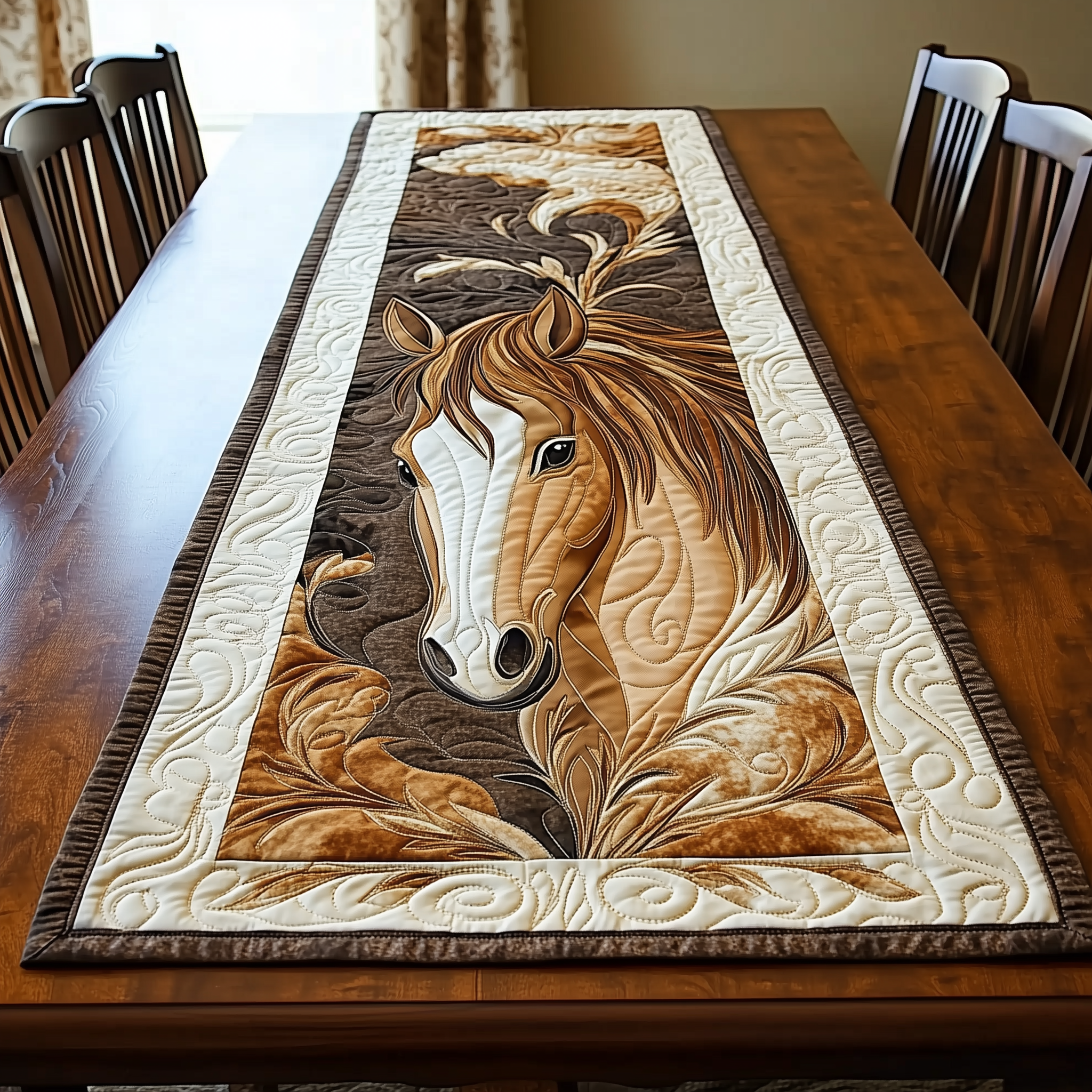 Horse Quilted Table Runner Theme Decorations Christmas Gifts For Horse Owners-1 Horse Quilted Table Runner Theme Decorations Christmas Gifts For Horse Owners-1