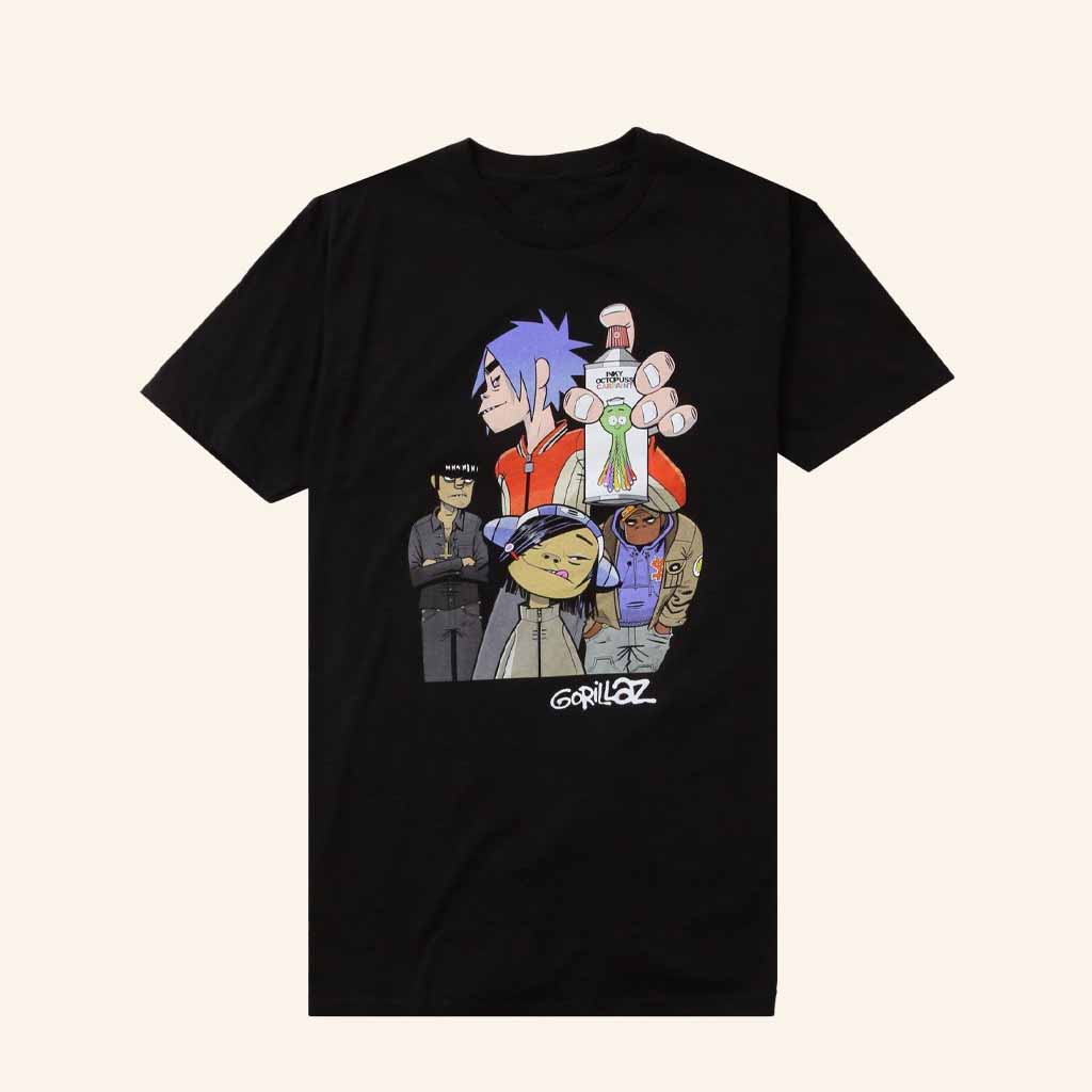 Hot Topic Merch Gorillaz Group Poster T-Shirt Birthday Gifts For Music Lovers-1