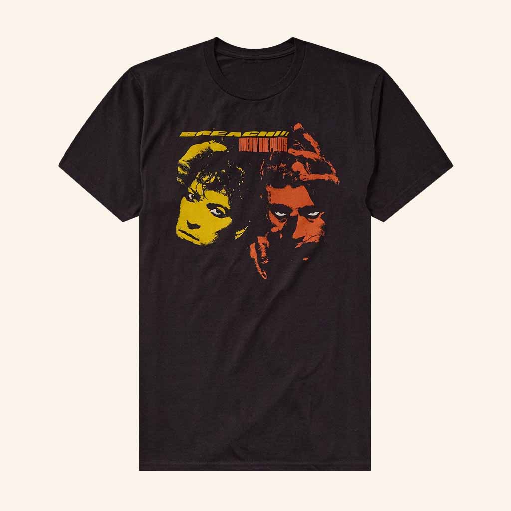 Hot Topic Merch Twenty One Pilots Breach Double Portrait T-Shirt Music Related Gifts For Guys-1 Hot Topic Merch Twenty One Pilots Breach Double Portrait T-Shirt Music Related Gifts For Guys-1