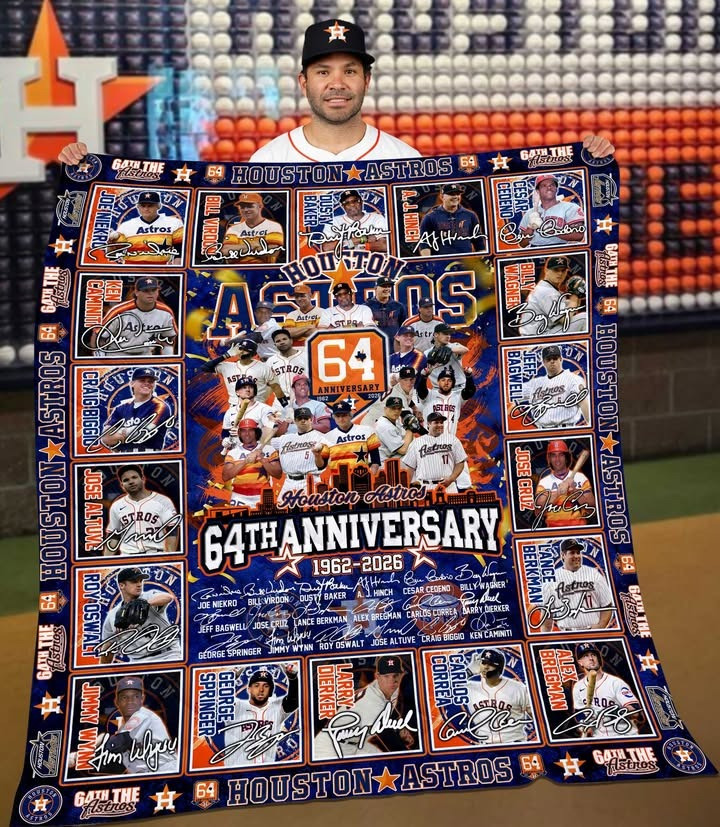 Houston Astros 64Th Anniversary 1962-2026 Fleece Blanket Astros Fan Merchandise Gifts-1