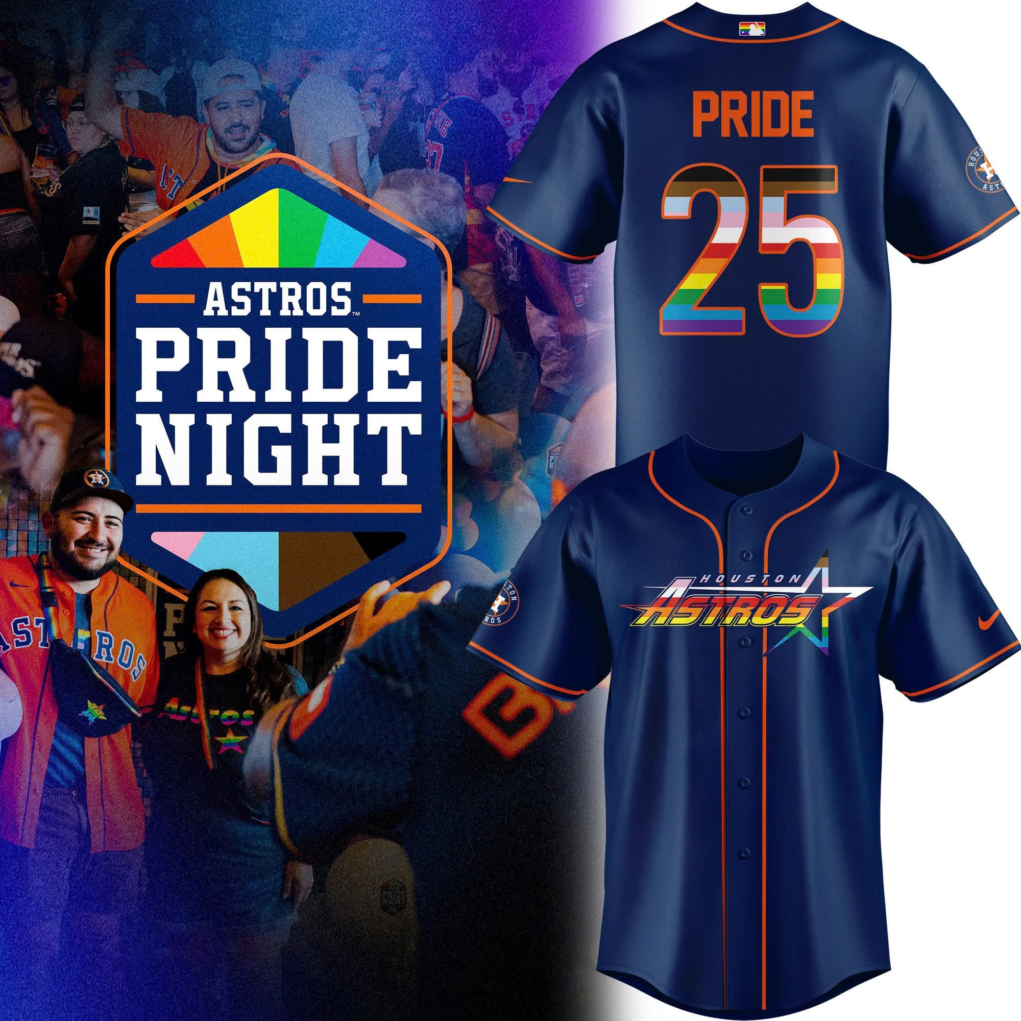 Houston Astros Pride Night 2025 Jersey MLB Baseball Lover Fan Merch Gifts For LGBT Friends-1