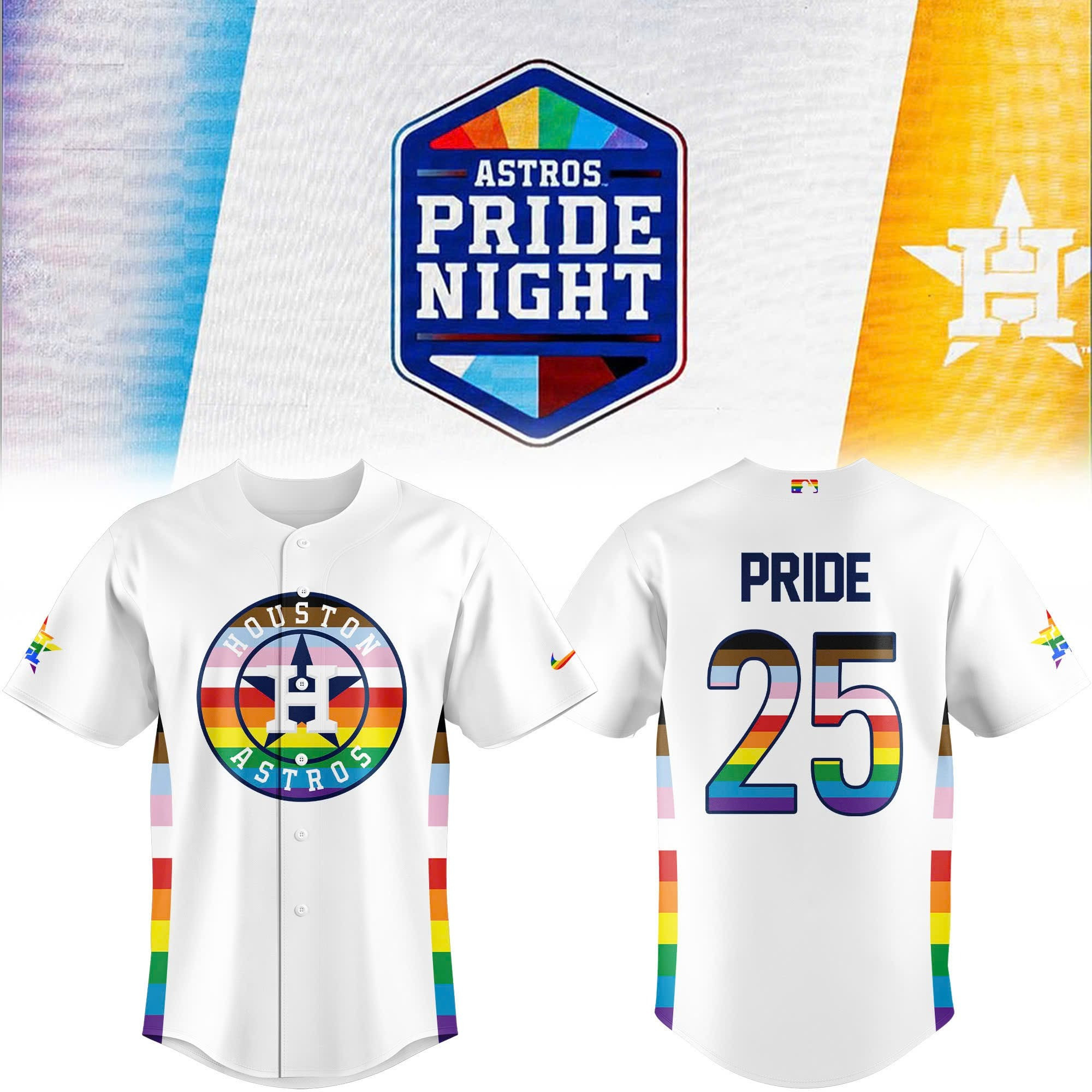 Houston Astros Pride Night 2025 Jersey MLB Pride Month Merch Baseball Fan Gift Ideas-1