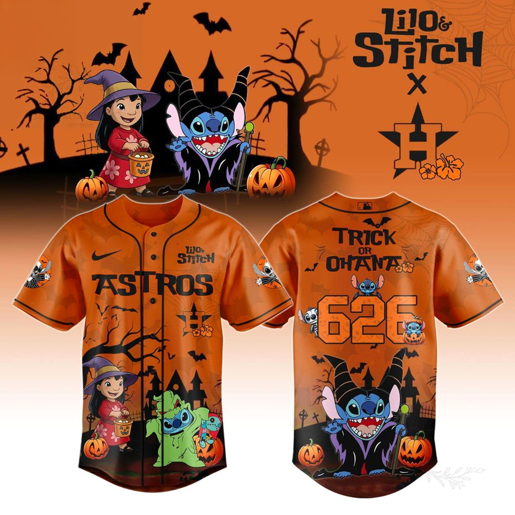 Houston Astros X 626 Lilo Stitch Trick Or Treat Jersey Houston Astros Merch Halloween Gifts-1
