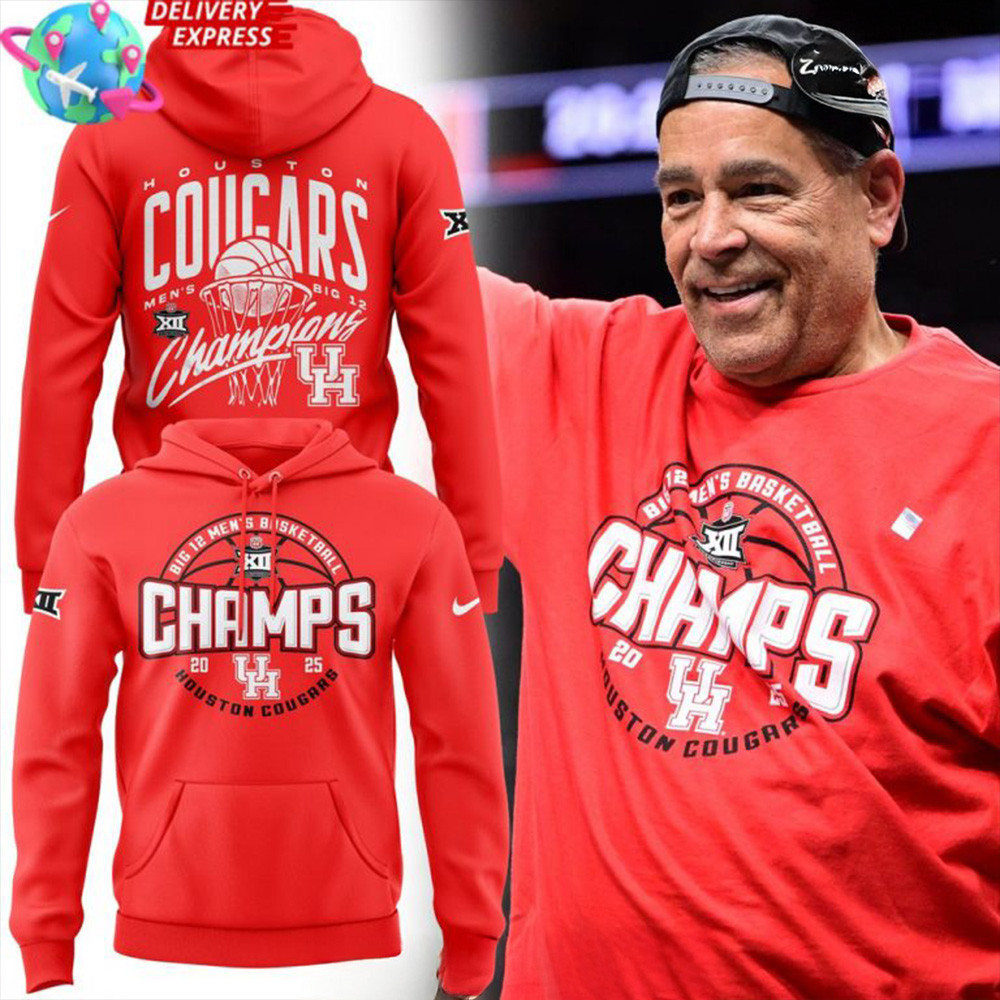 Houston Cougars Basketball Champions Big 12 Hoodie Cougars Merch Perfect Father's Day Gifts-1