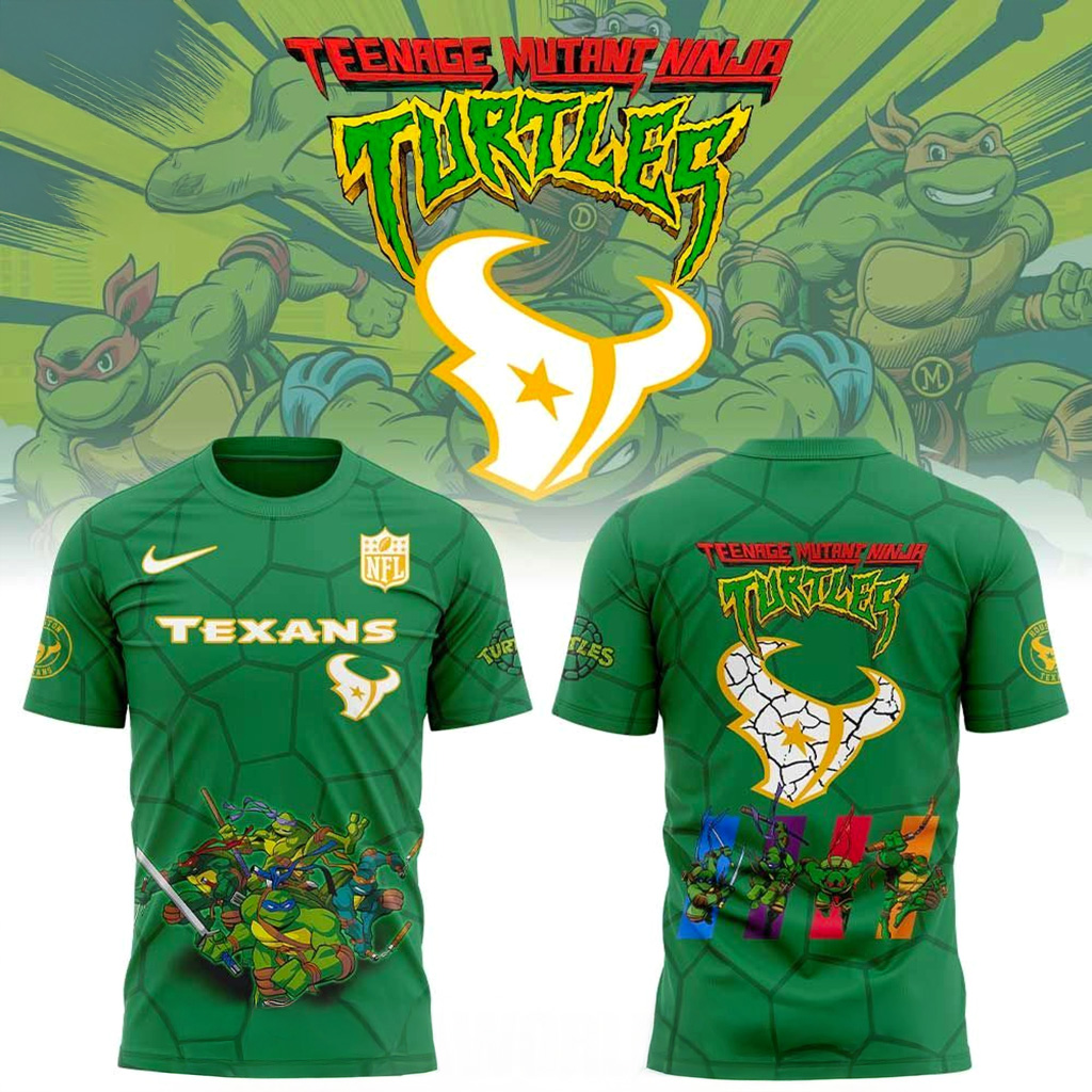 Houston Texans Ninja Turtles T-Shirt Houston Texans Merch Football Gifts For Dad-1