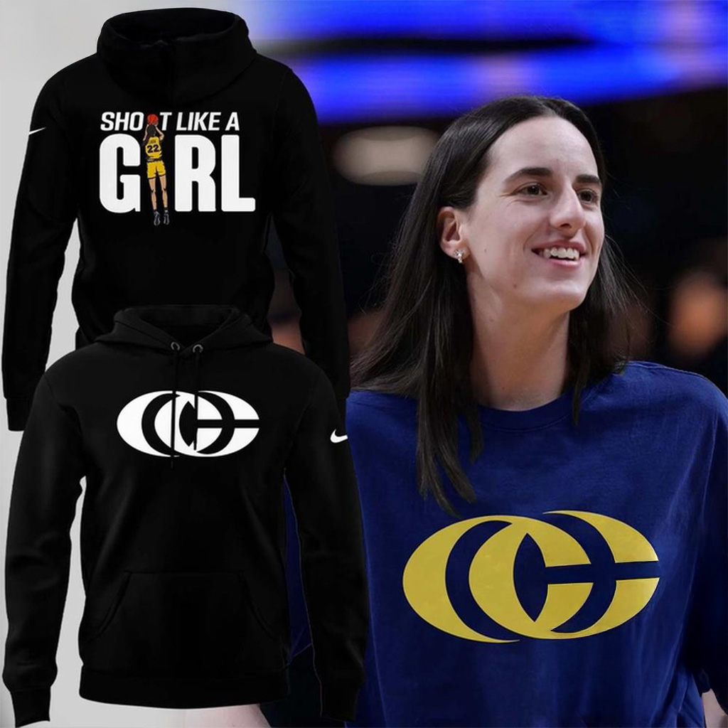 Indiana Fever Caitlin Clark Shoot Like A Girl Black Hoodie Fan Merch Gift For Basketball Lover-1