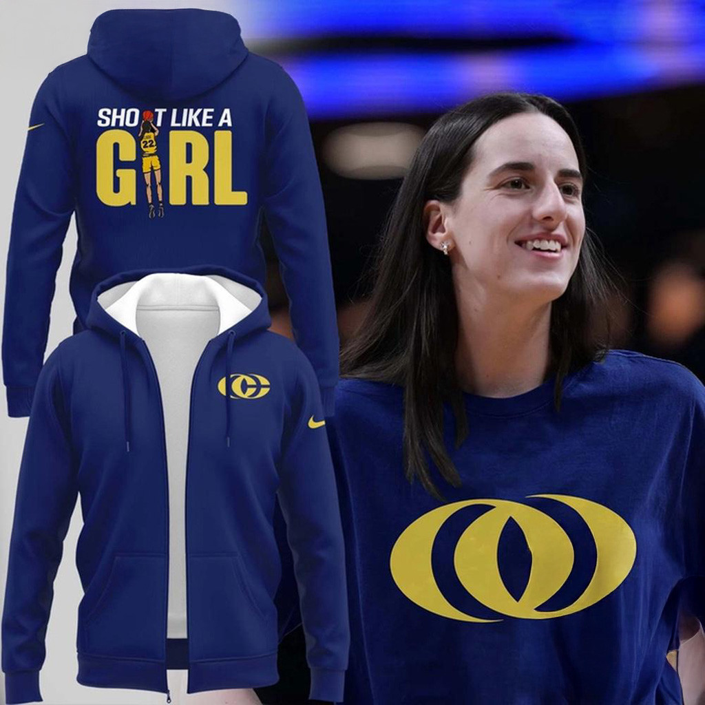 Indiana Fever Caitlin Clark Shoot Like A Girl Zip Hoodie Gift Ideas For Basketball Lovers-1