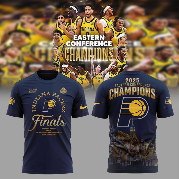 Indiana Pacers 2025 Eastern Conference Champions Shirt Baseball Tee NBA Finals Merch Items Indiana Pacers 2025 Eastern Conference Champions Shirt Baseball Tee NBA Finals Merch Items