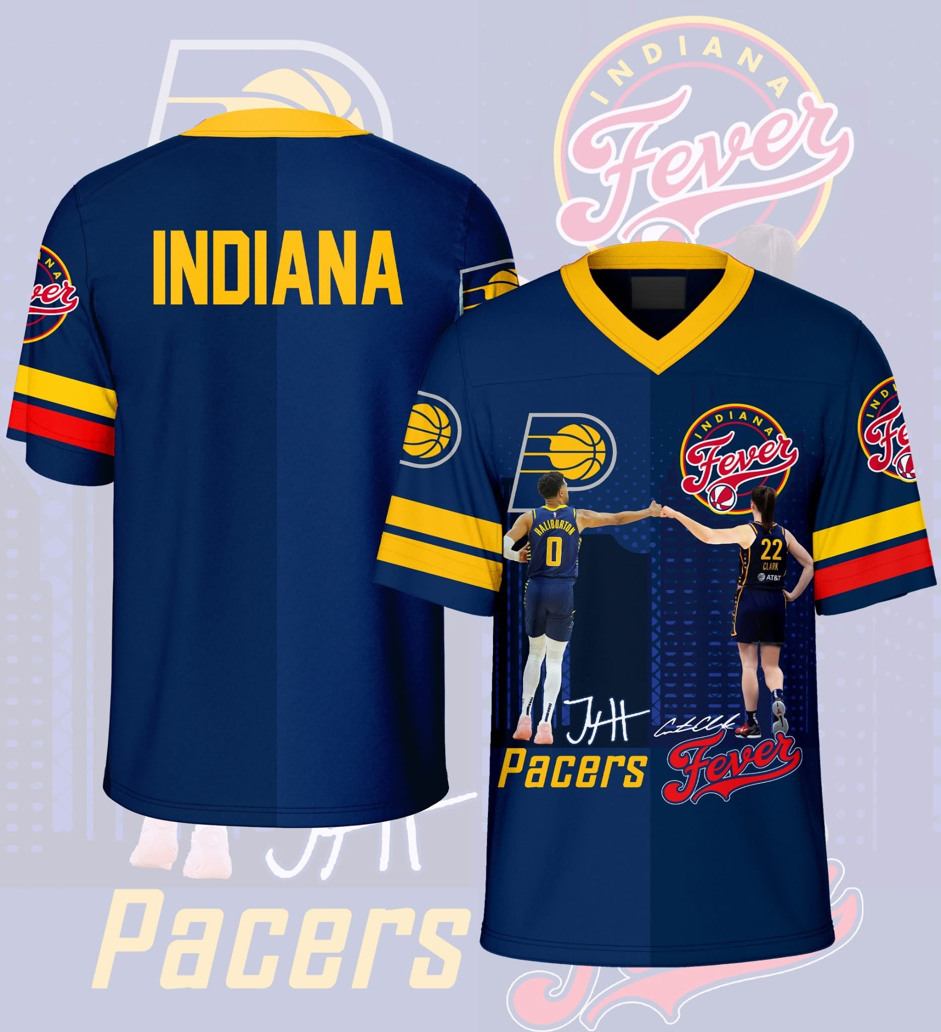 Indiana Pacers And Fever V-Neck Jersey Shirt Basketball Fan Clothing For Men Women-1 Indiana Pacers And Fever V-Neck Jersey Shirt Basketball Fan Clothing For Men Women-1