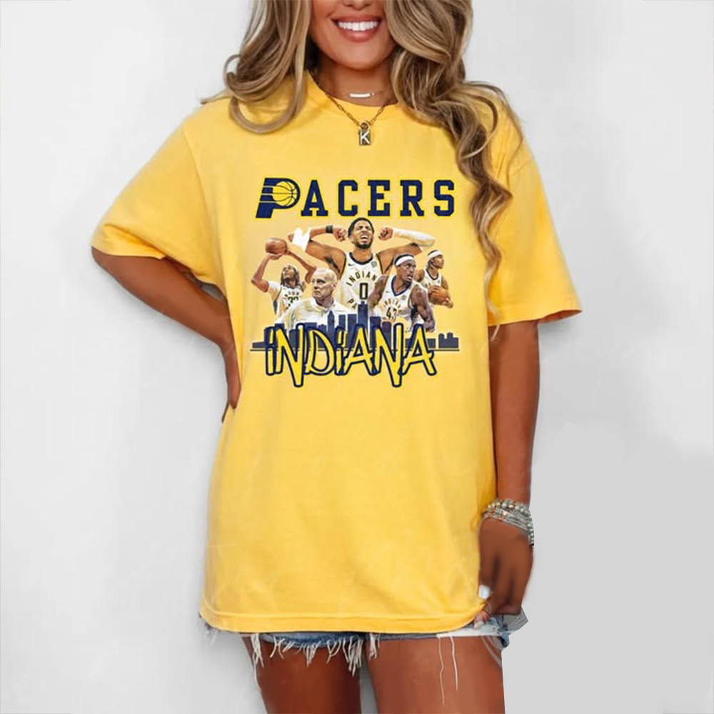 Indiana Pacers Women's T-Shirt Yellow NBA Pacers Merch Basketball Lover Fan Gifts For Her-1