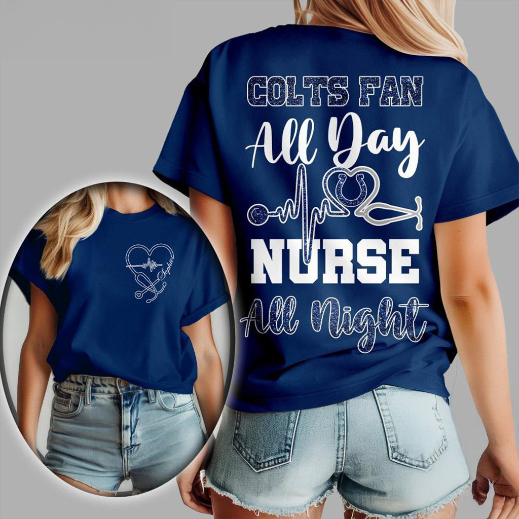 Indianapolis Colts NFL All Day Nurse All Night 3D Shirt Indianapolis Colts Merch Fans Gifts-1