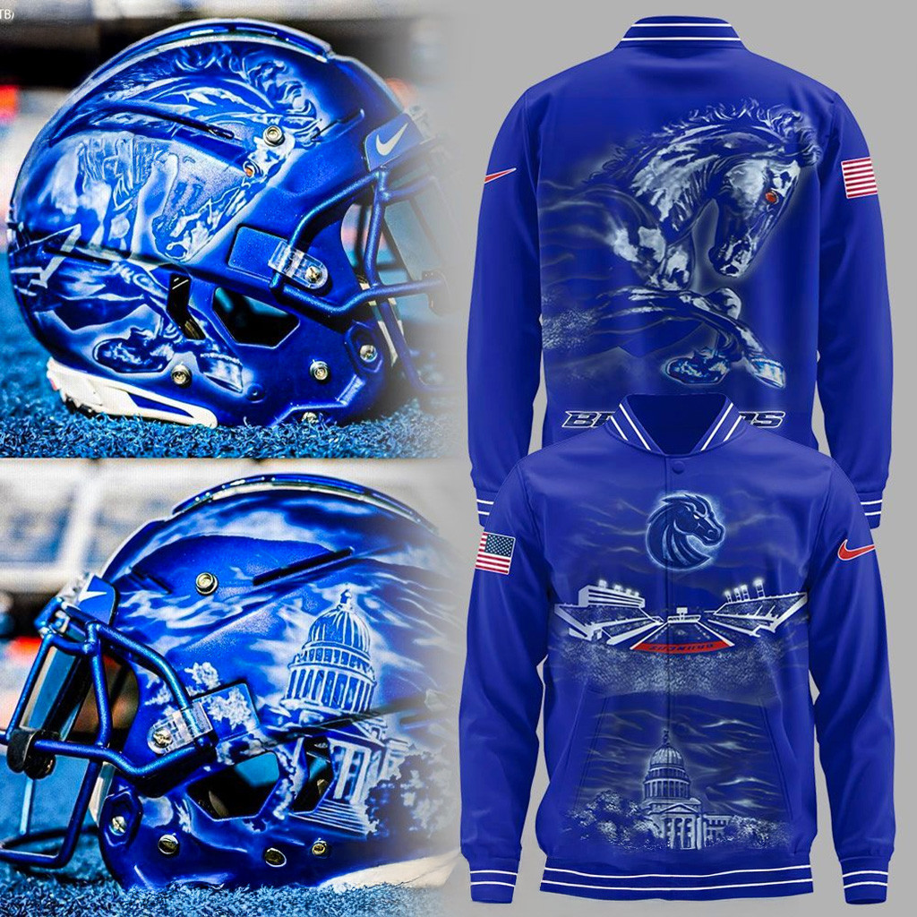 Inspired By The 2025 Boise State Football Helmet Jacket Boise State Broncos Merch-1