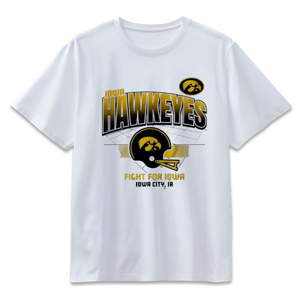 Iowa Hawkeyes Fight For Iowa Helmet Grid T-Shirt Iowa Hawkeyes Merch Best Football Gifts-1