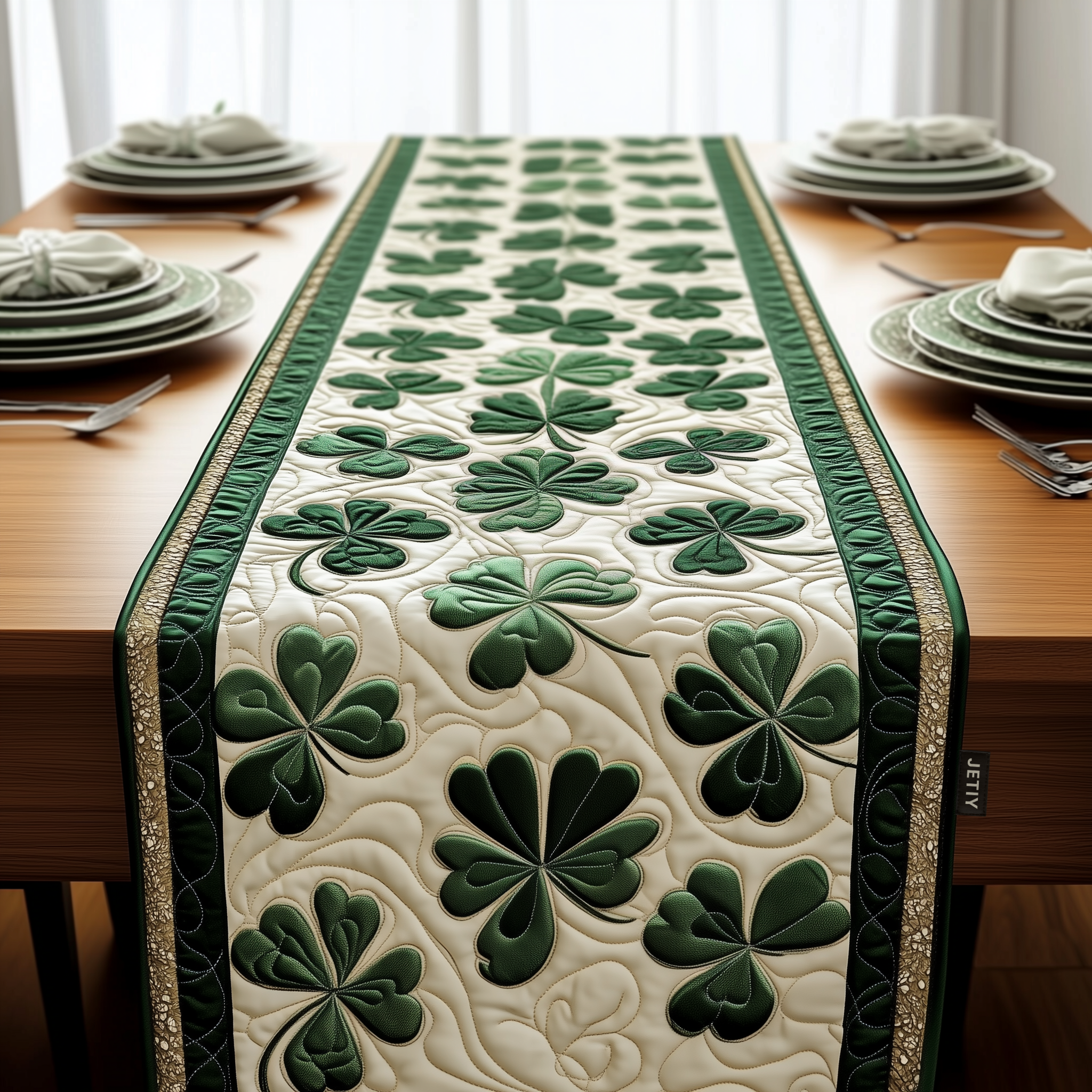 Irish Shamrock Quilted Table Runner Patrick's Day Best Gifts For Wife-1 Irish Shamrock Quilted Table Runner Patrick's Day Best Gifts For Wife-1