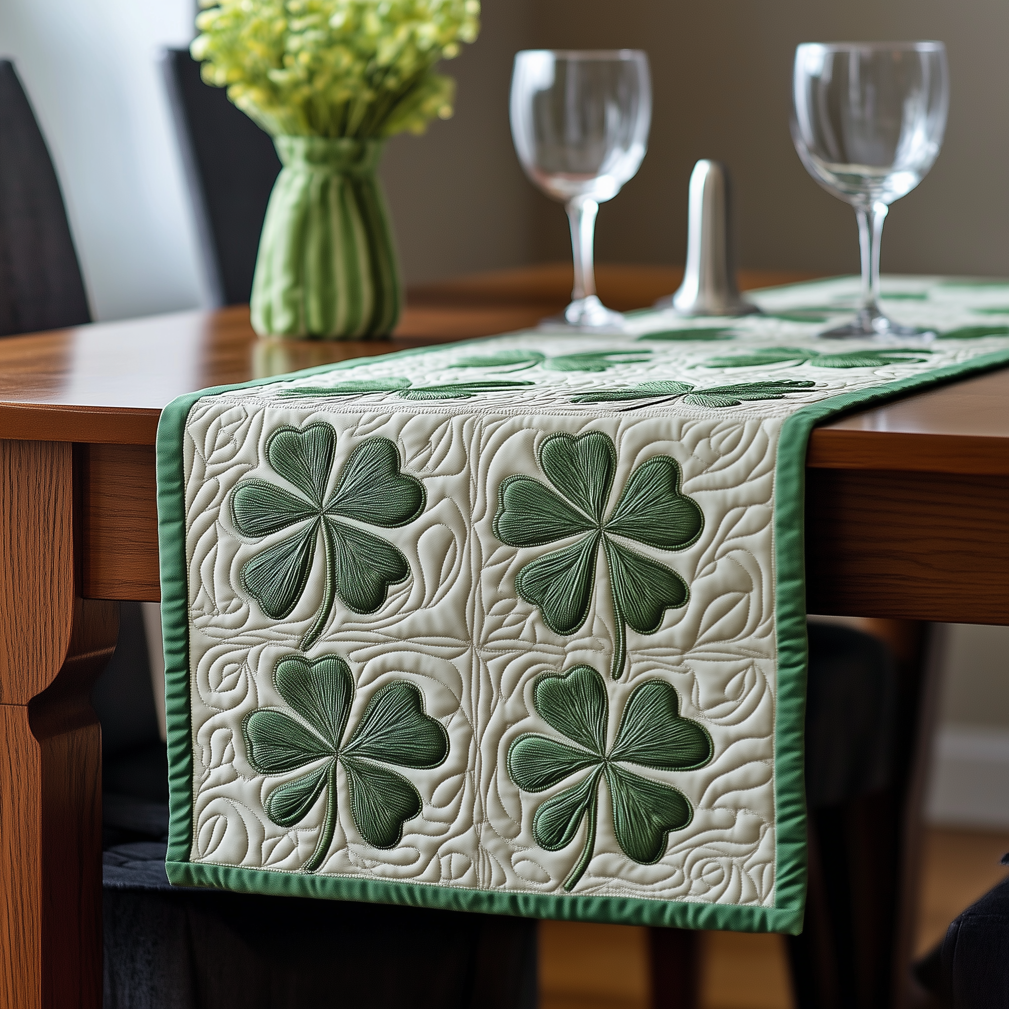 Irish Shamrock Quilted Tabler Runner Patrick's Day Best Presents For Girlfriend-1 Irish Shamrock Quilted Tabler Runner Patrick's Day Best Presents For Girlfriend-1